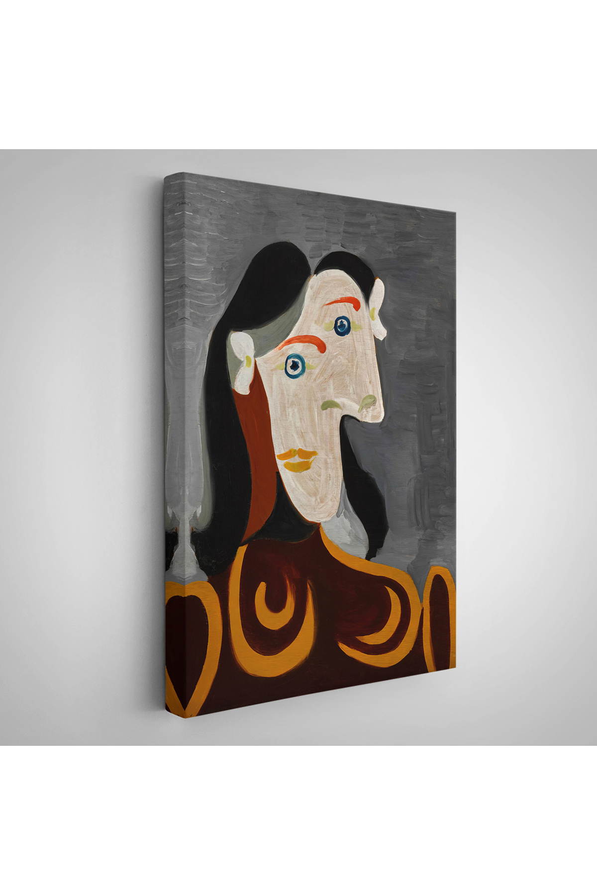 Pablo Picasso - Kahverengi Elbiseli Kadının Büst Kanvas Tablosu