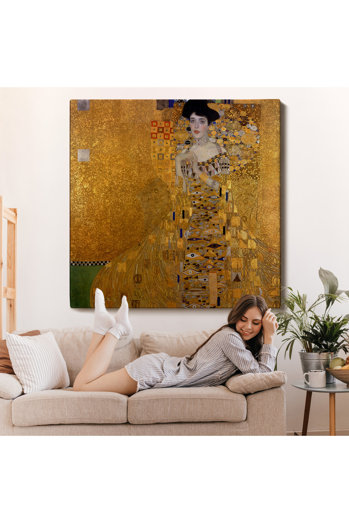 Gustav Klimt Adele Bloch'Un Altın Kadın Kanvas Tablosu görsel 7