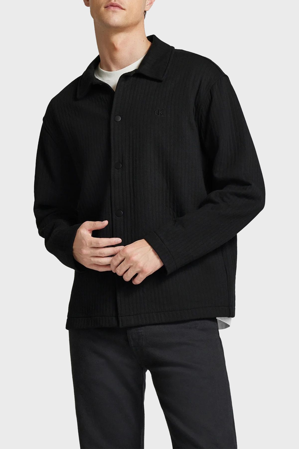 پیراهن دکمه دار نخی با تنه معمولی J30J326405BEH پیراهن مردانه J30J326405 Calvin Klein