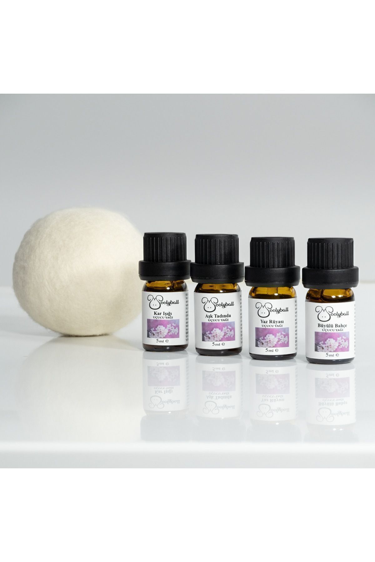 woolyball Floral Çamaşır Kurutma Makinası Için Uçucu Esanslar 4 Adet 5 ml (1 ADET YÜN KURUTMA TOPU HEDİYE)