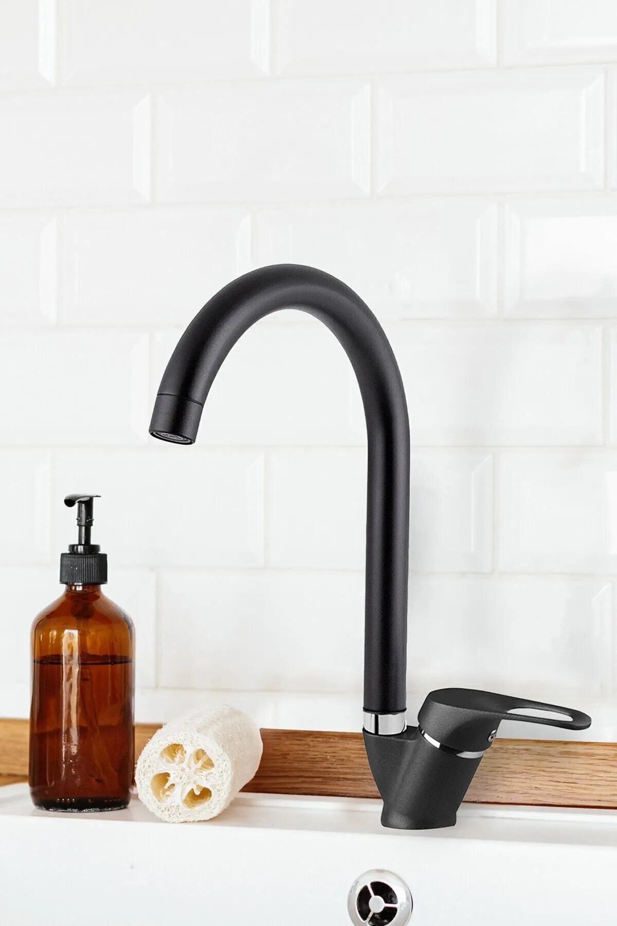 Viosa VİOSA Mat Siyah Mutfak Lavabo Bataryası Aç Kapa Mix Musluk Sıcak Ve Soğuk Su Girişli