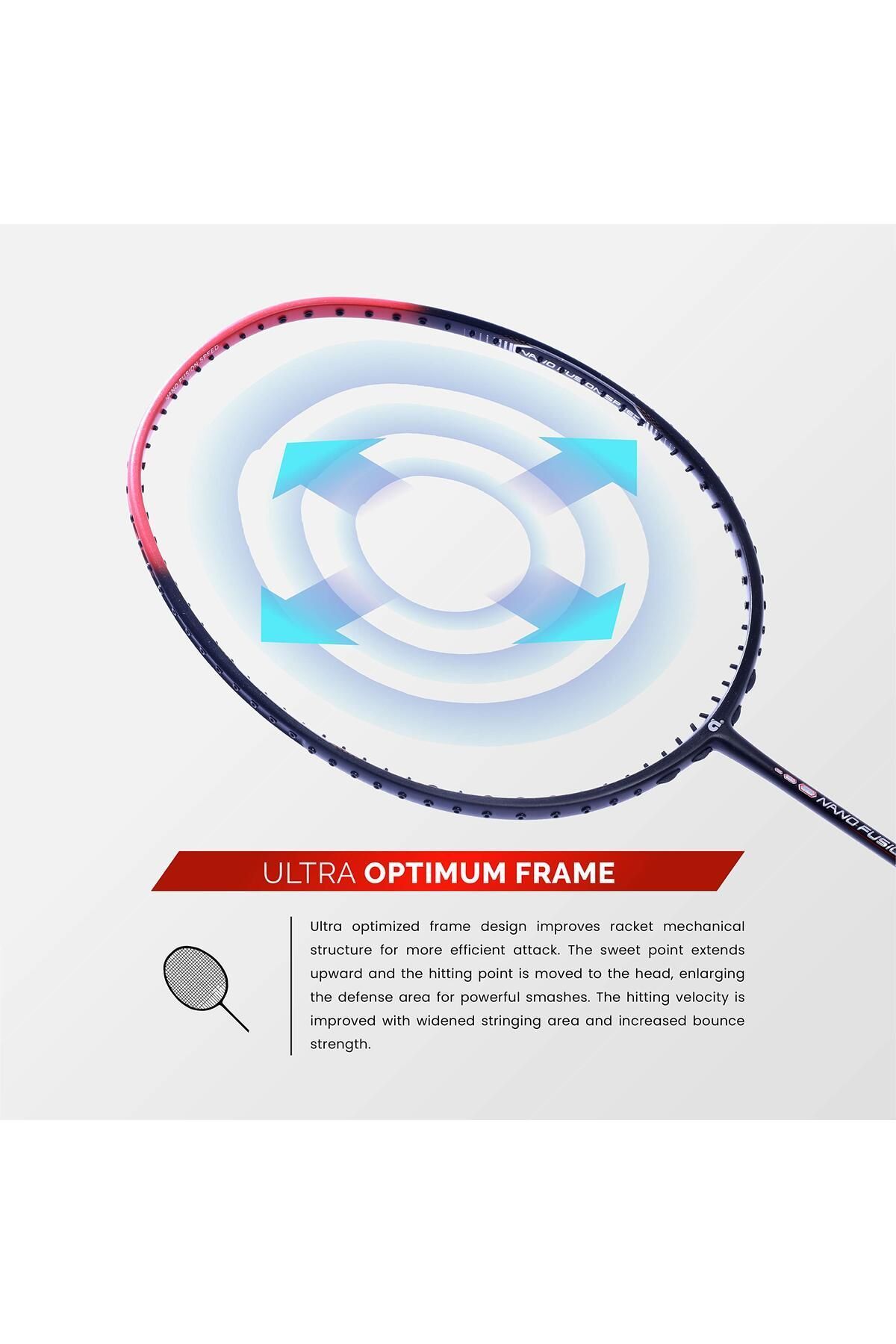 Apacs-Nano Fusion Speed Graphite Unstrung Badminton Racket | 76g, 30 Lbs | Red 3