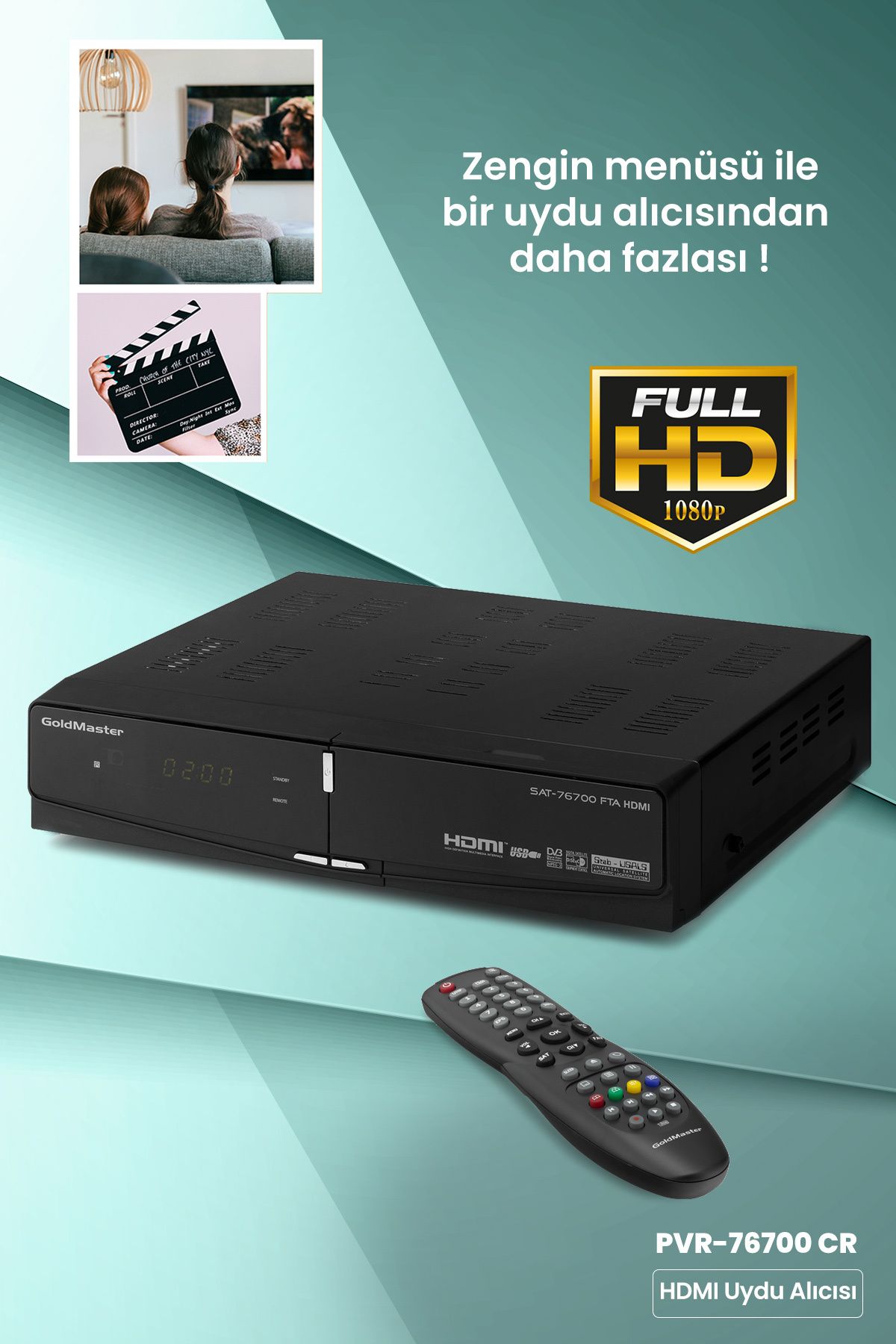 GOLDMASTER Sat-76700 Hdmı Çıkışlı Tüplü Tv Uyumlu Scart Dijital Pvr Kayıt Uydu Alıcısı