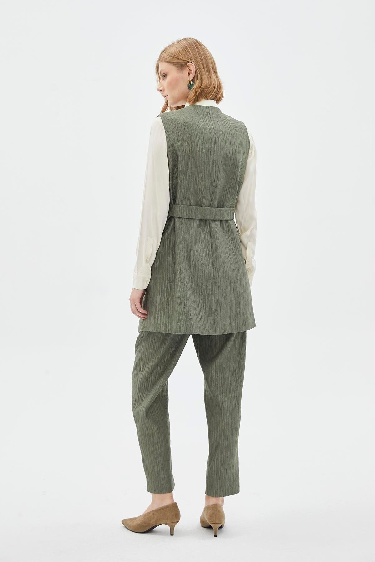 Zühre-Pockets Bead Embroidered Khaki Double Suit Tk-1365 6