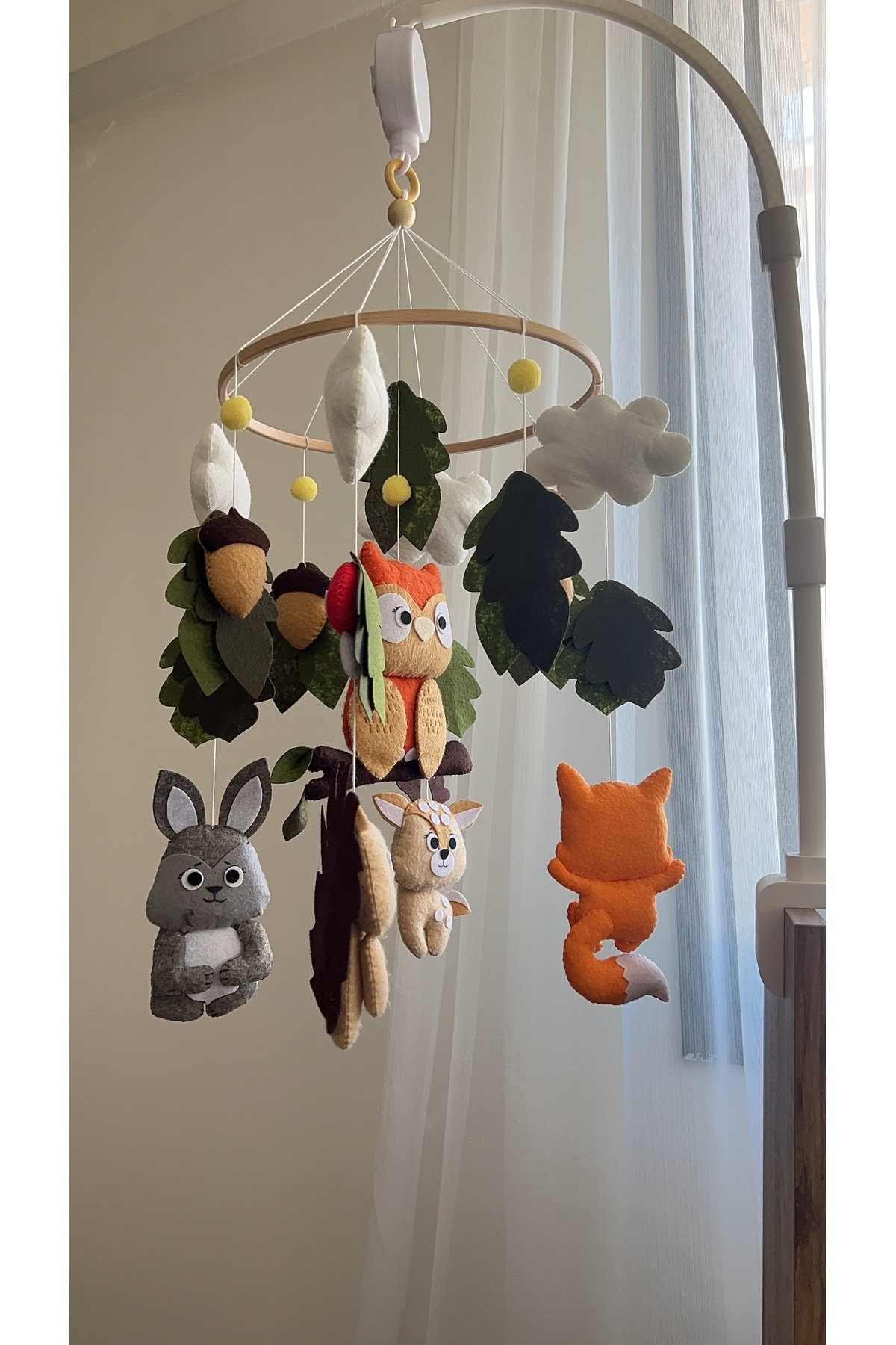 SefDen Lazer Kesim Atölyesi (MÜZİKLİ) Bebek Beşik Dönencesi Uyku Arkadaşı Bebek Beşik Süsü Anne Yanı Karışık Hayvan Figürlü fotoğrafı 7 (önizleme)