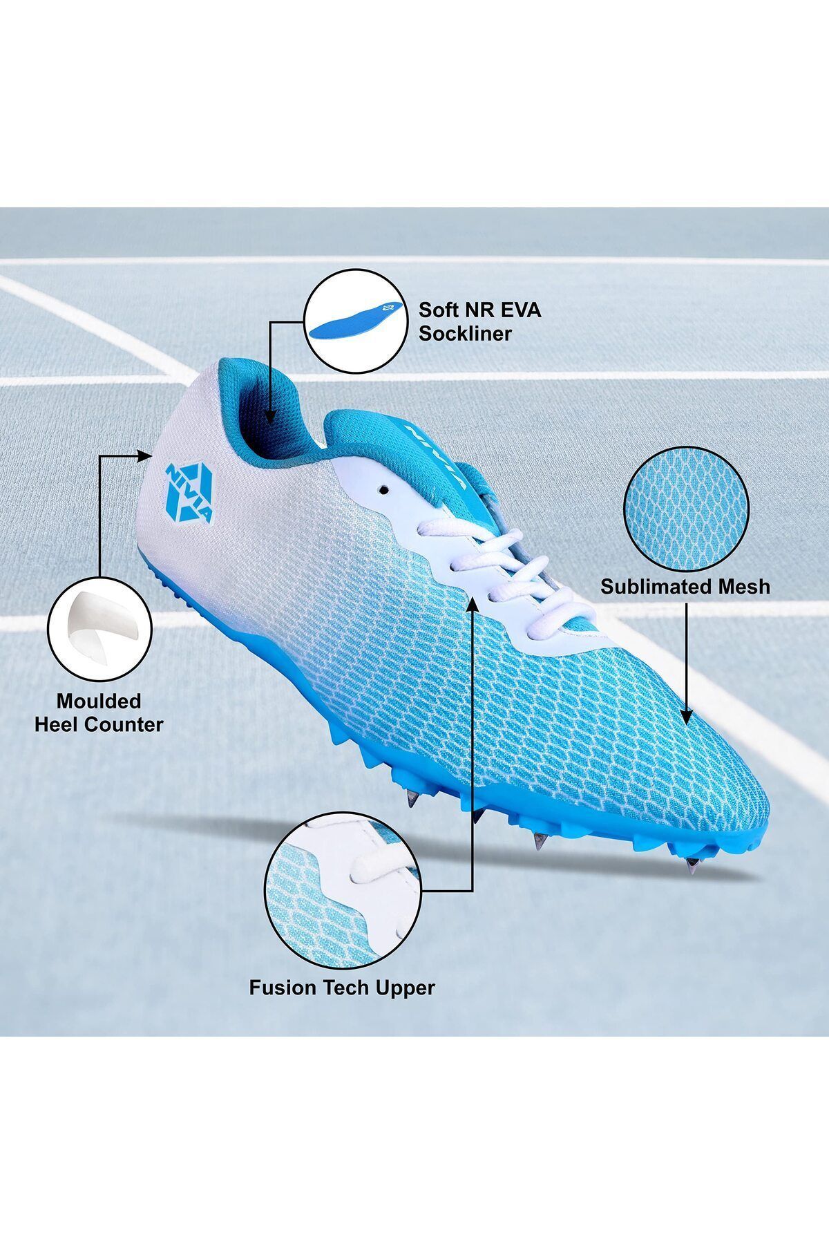 Nivia-Strider 2.0 Running Spike Shoes | Blue | 7 Uk/8 Us/41 Eu | Track & Field | Lightweight 4