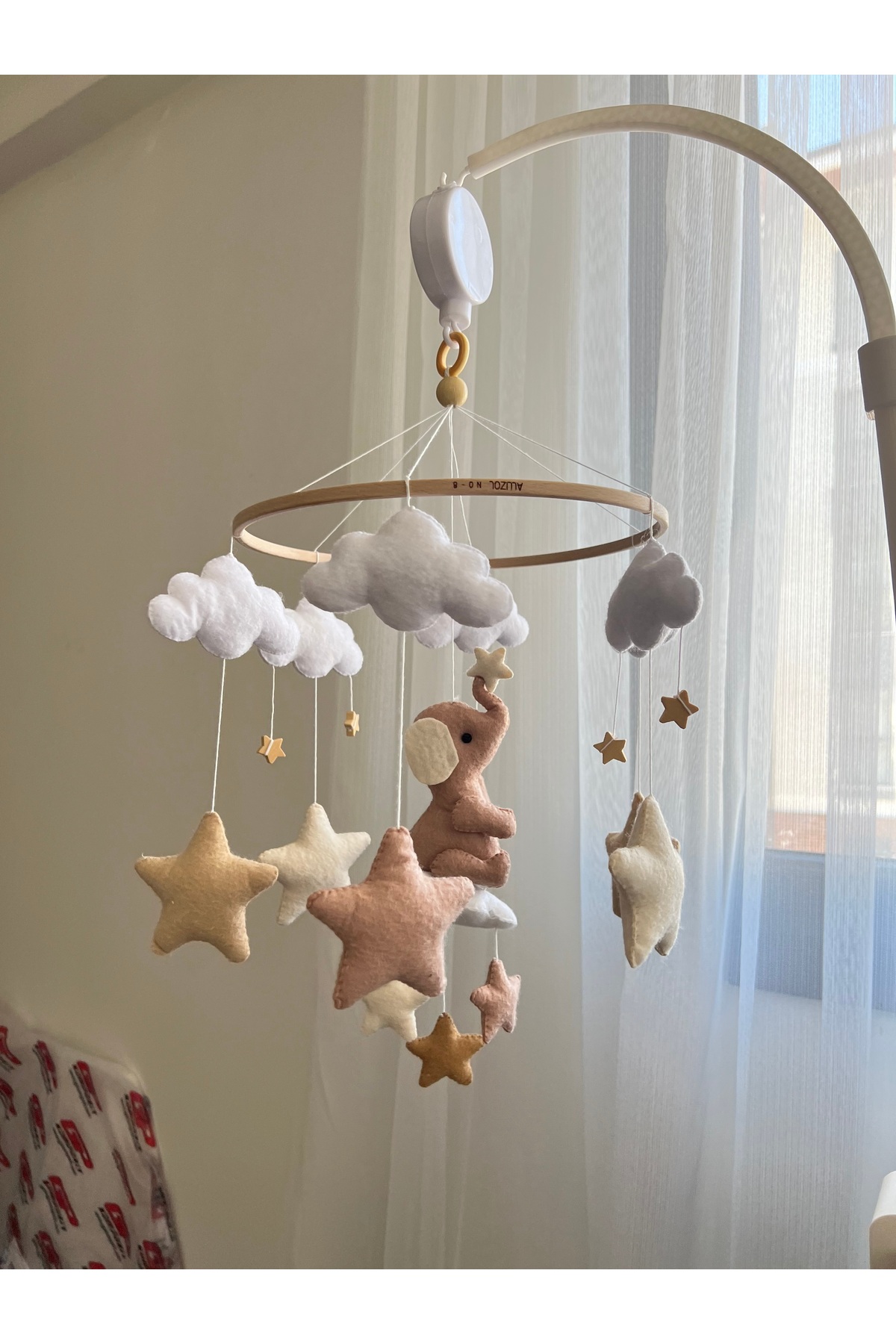 SefDen Lazer Kesim Atölyesi (MÜZİKLİ) Beşik Dönencesi Beşik Süsü Doğal Bebek Oyuncağı Anne Yanı fotoğrafı 6 (önizleme)