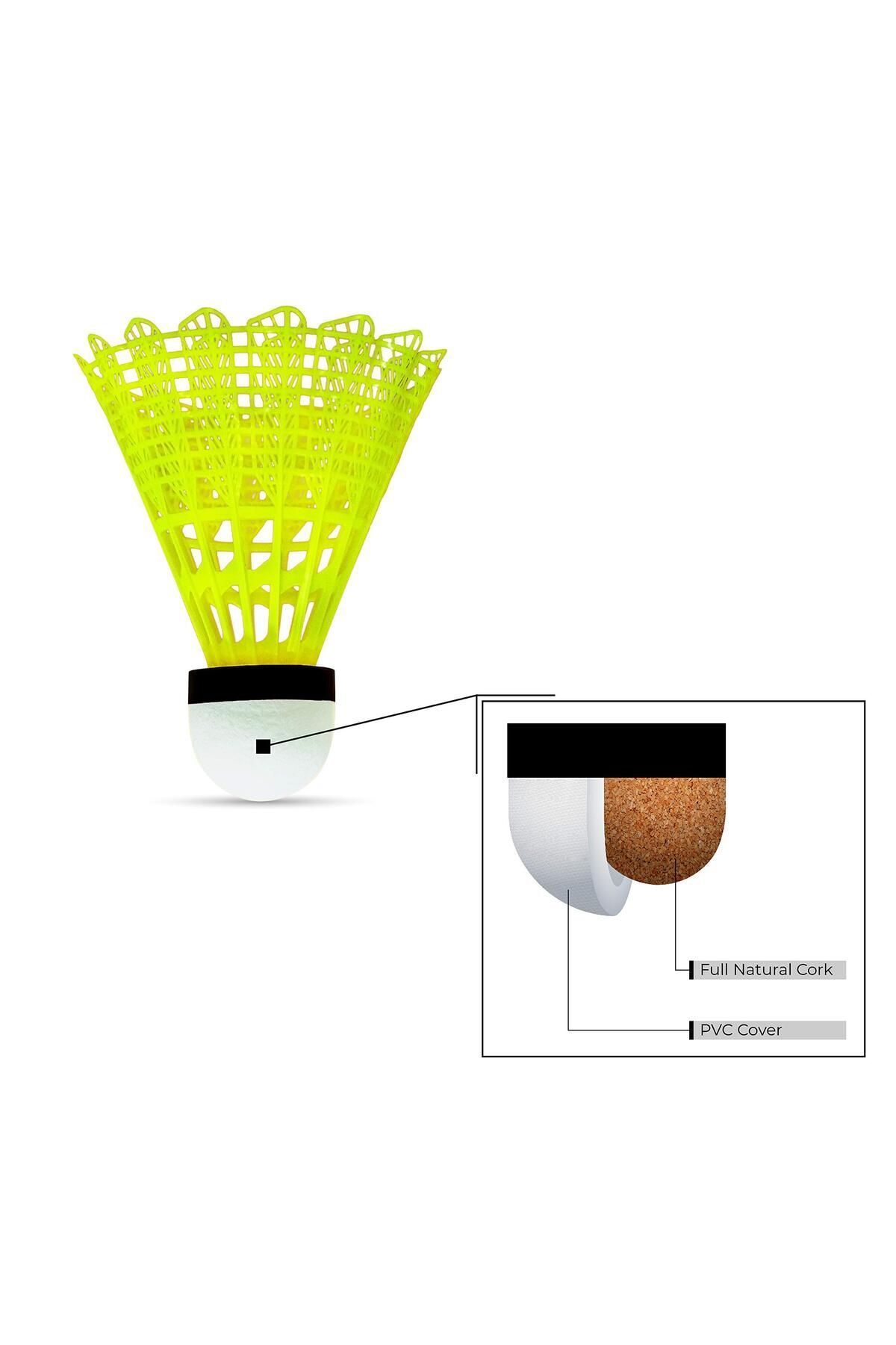 Li-Ning-Bolt Gold Nylon Badminton Shuttlecock | Yellow | Slow Speed | Natural Cork Base 3