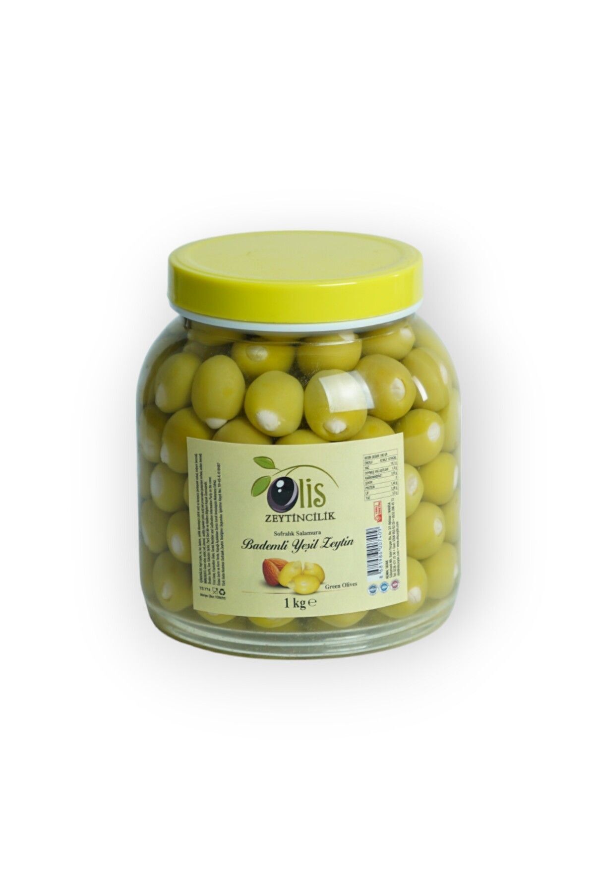 Olis Zeytinleri Badem Dolgulu Yeşil Zeytin - Süzme Ağırlık 1 Kg