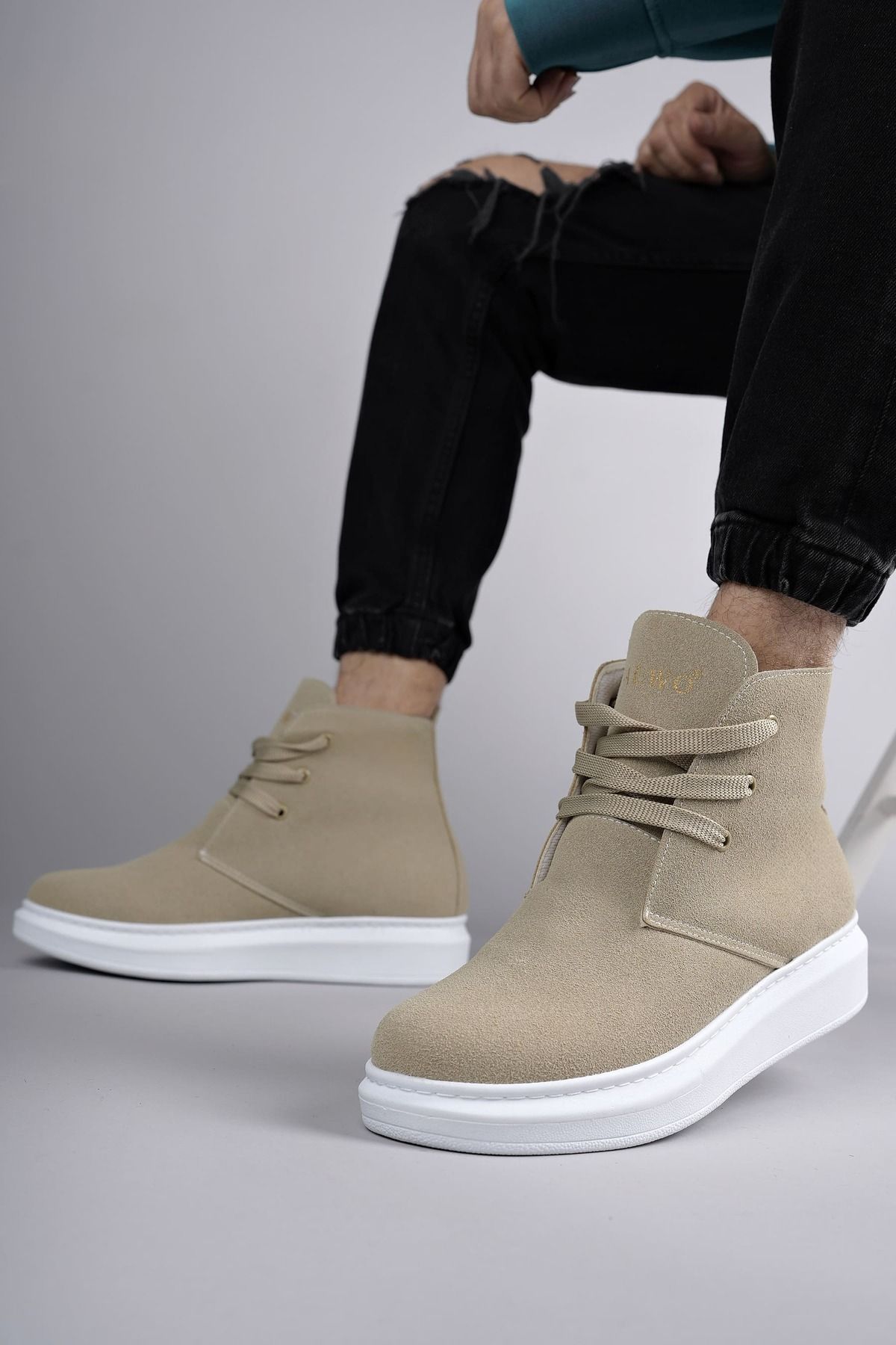 Zerenyus-Cizme sport casual din piele intoarsa OSLO pentru barbati - cu sireturi, BT Cream 2