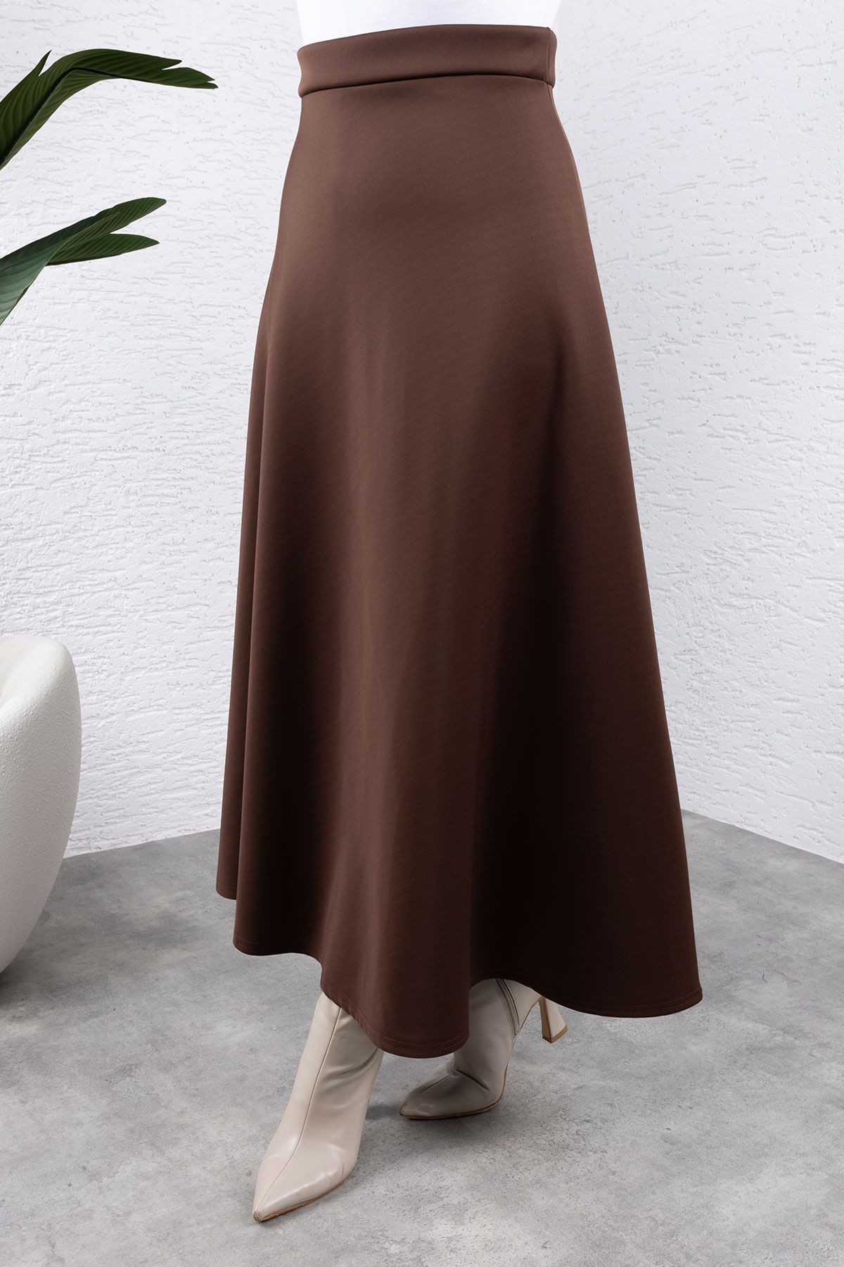 Tesettür Dünyası-Bitter Brown Scuba Skirt - Tsd 240941 4