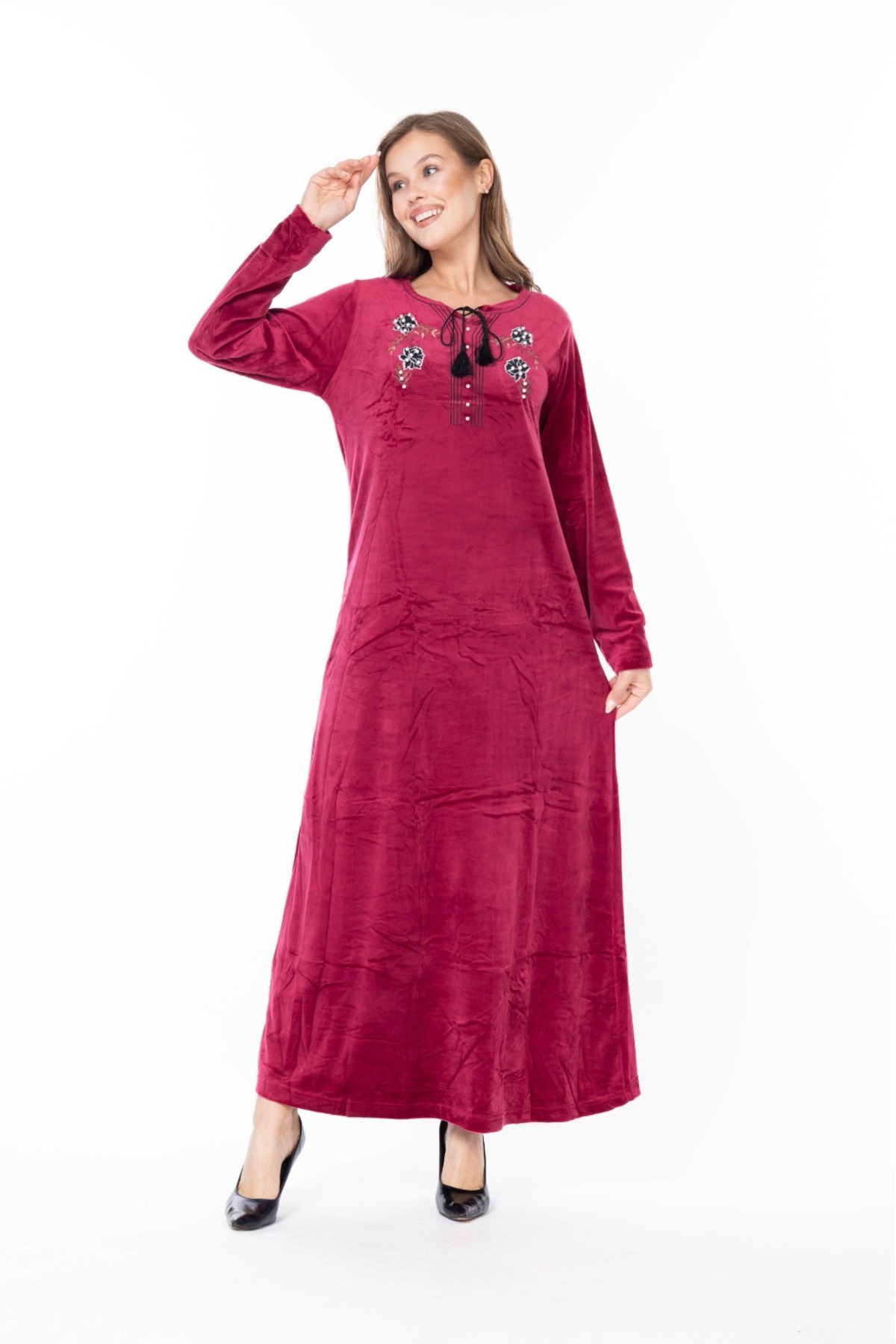 mervemoda-ROCHIE DE CATIF DE DAMĂ MÂNECĂ LUNGĂ 8