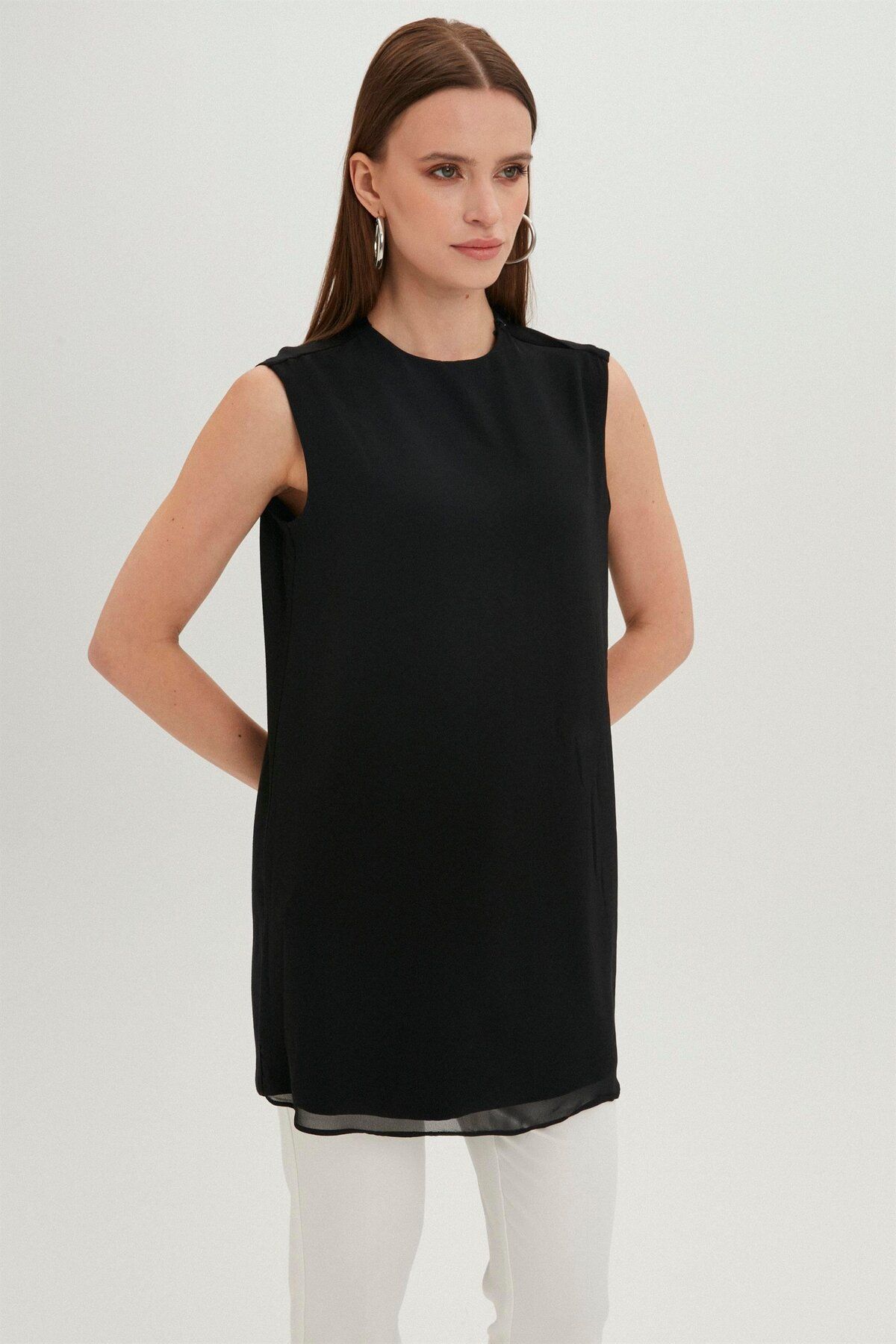 Zühre-Crew Neck Sleeveless Black Underwear I-0002 5