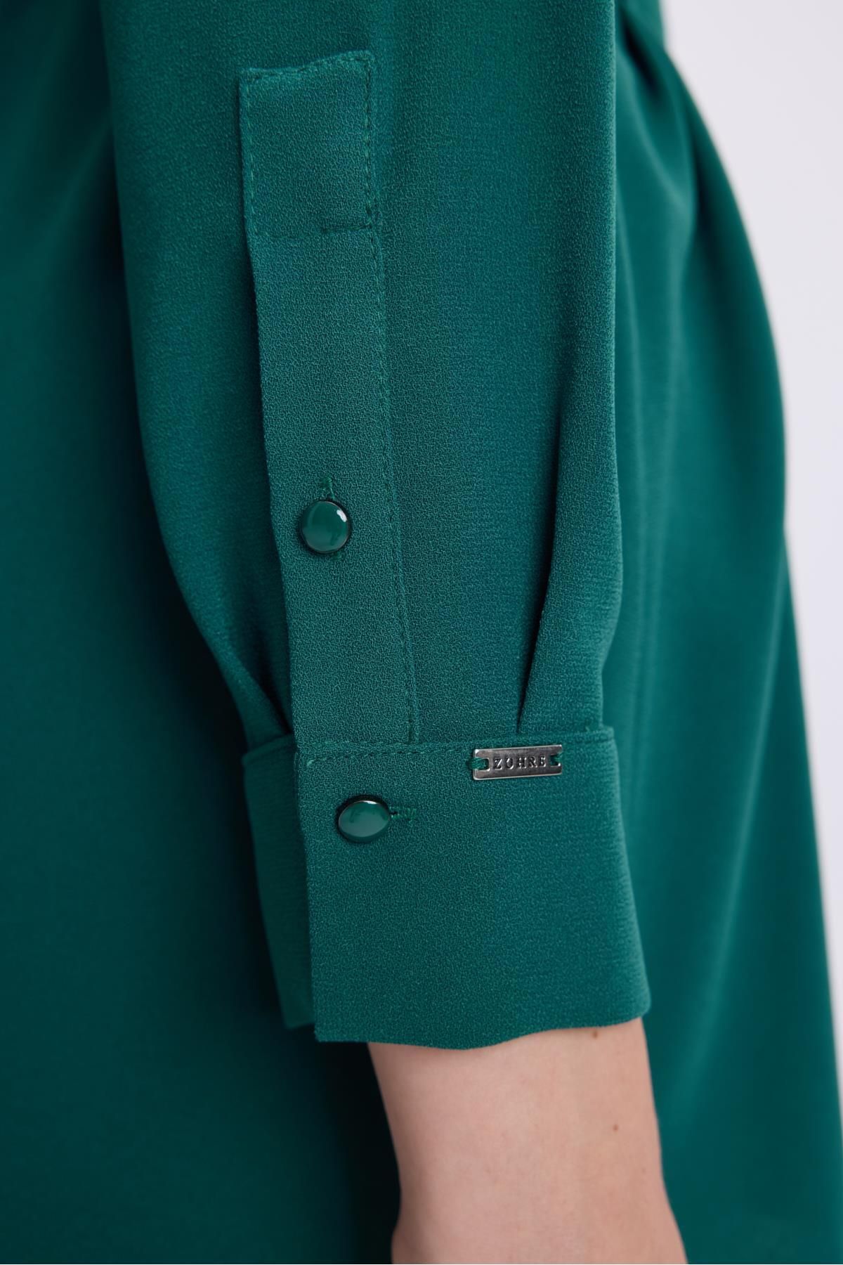 Zühre-Emerald Tunic - with Brooch Detail and Waist Tie T-1497 5