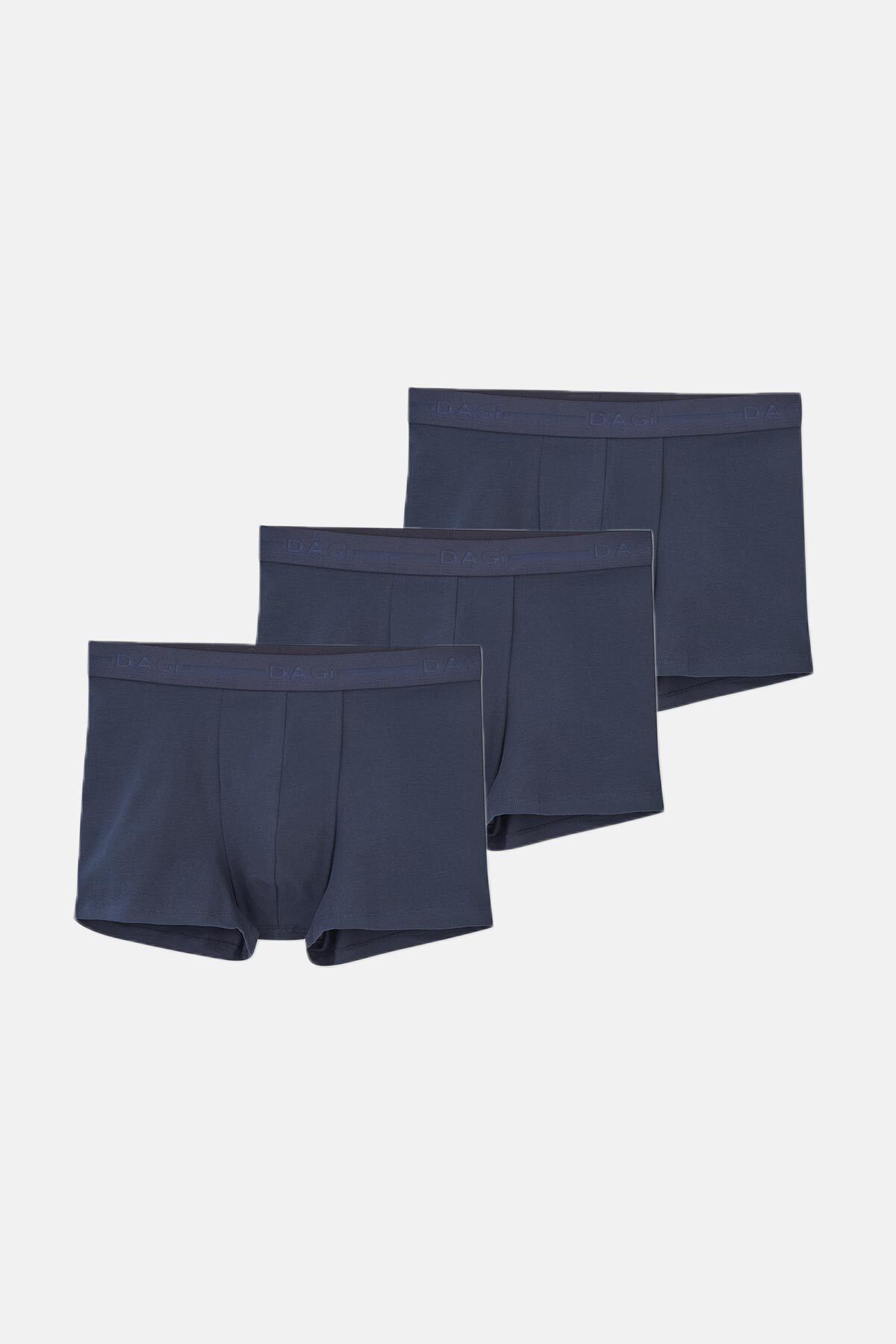 Dagi-Navy Blue 5210 3-Piece Plain Cotton Boxers 1