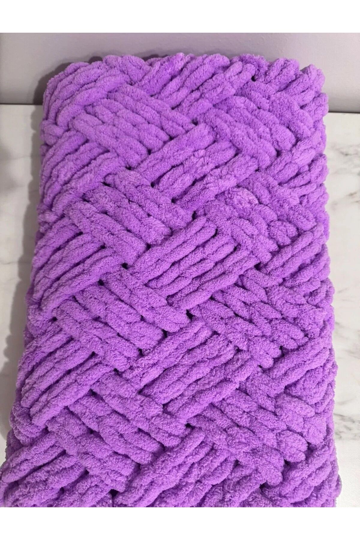 MERUT STYLE HAYATINI RENKLENDİR-Alize Puffy Baby Blanket - Hand Knitted with Orchid Cube Candy 6