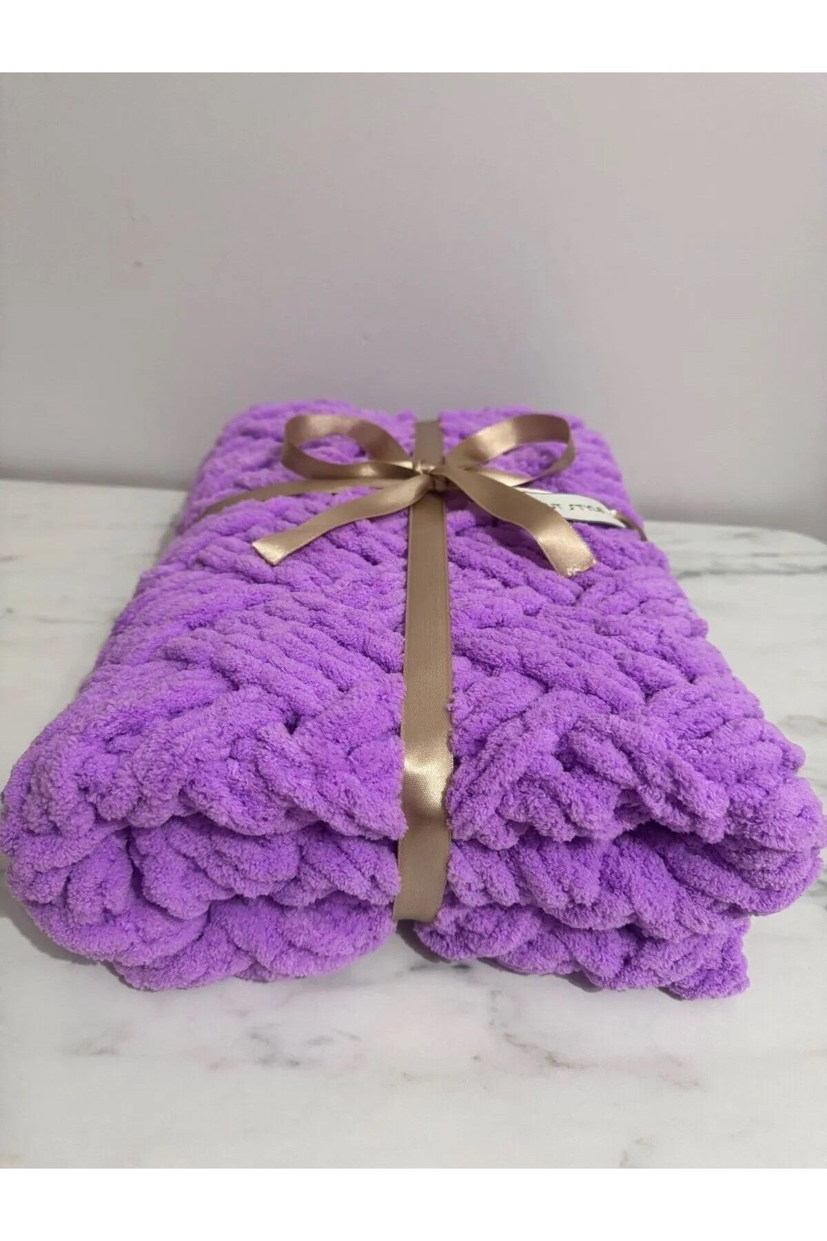 MERUT STYLE HAYATINI RENKLENDİR-Alize Puffy Baby Blanket - Hand Knitted with Orchid Cube Candy 5