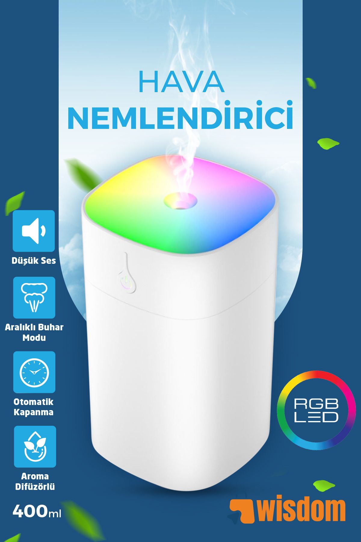 PONİS 400ml Ulrasonik Hava Nemlendirici Buhar Makinesi Ve Aroma Difüzörü