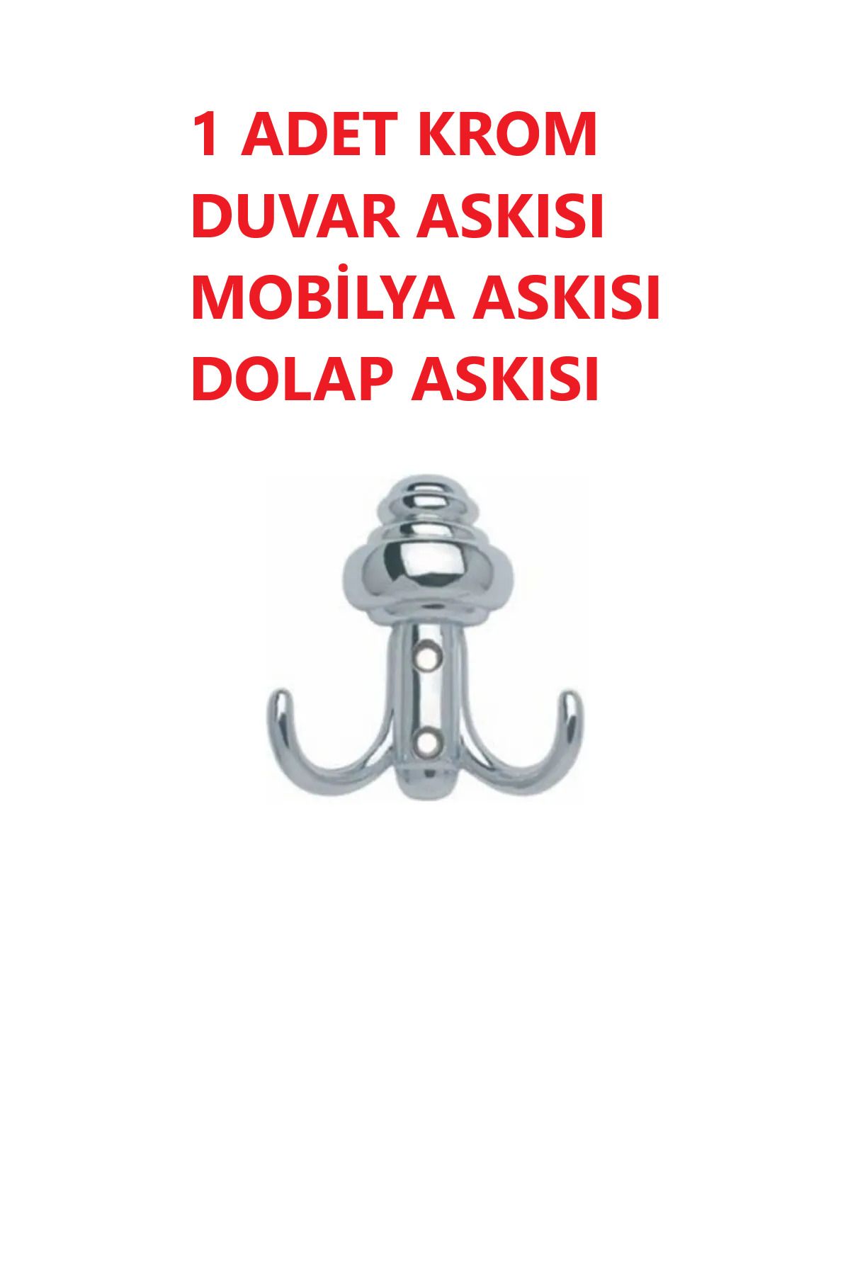 TOPALAKTİCARET Beşel 1'li Metal Vestiyer Askı Sarıklı Krom Duvar Askısı Mobilya Askısı Metal Dolap Elbise Askılığı