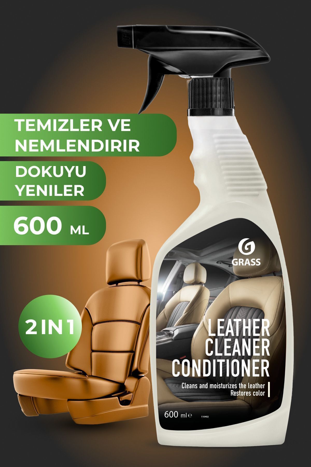 GRASS Leather Cleaner 600ml Oto Araç Deri Besleyici Krem Koltuk Bakım Kremi Deri Koltuk Temizleme