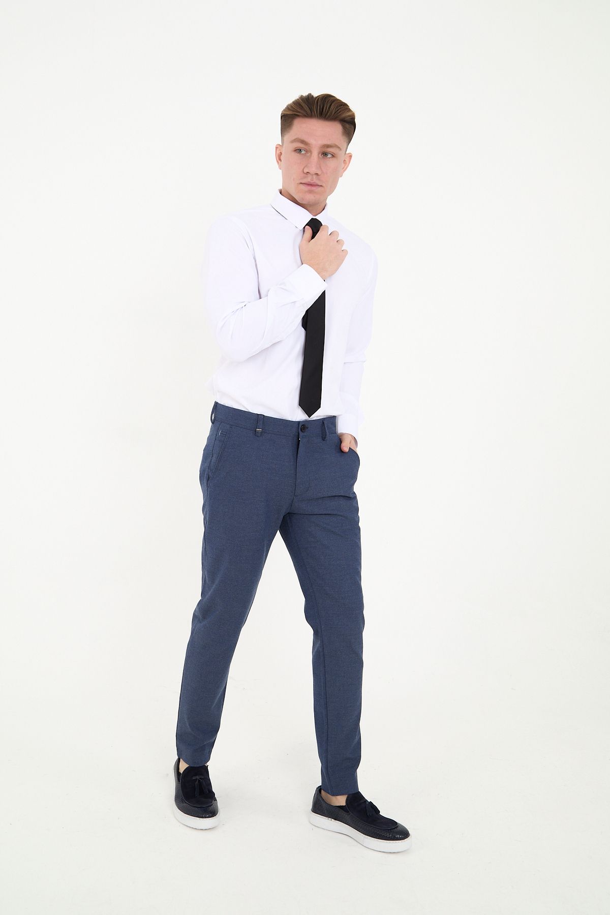 ACTUAL-Indigo Men's Slim Fit Trousers - 1405 4