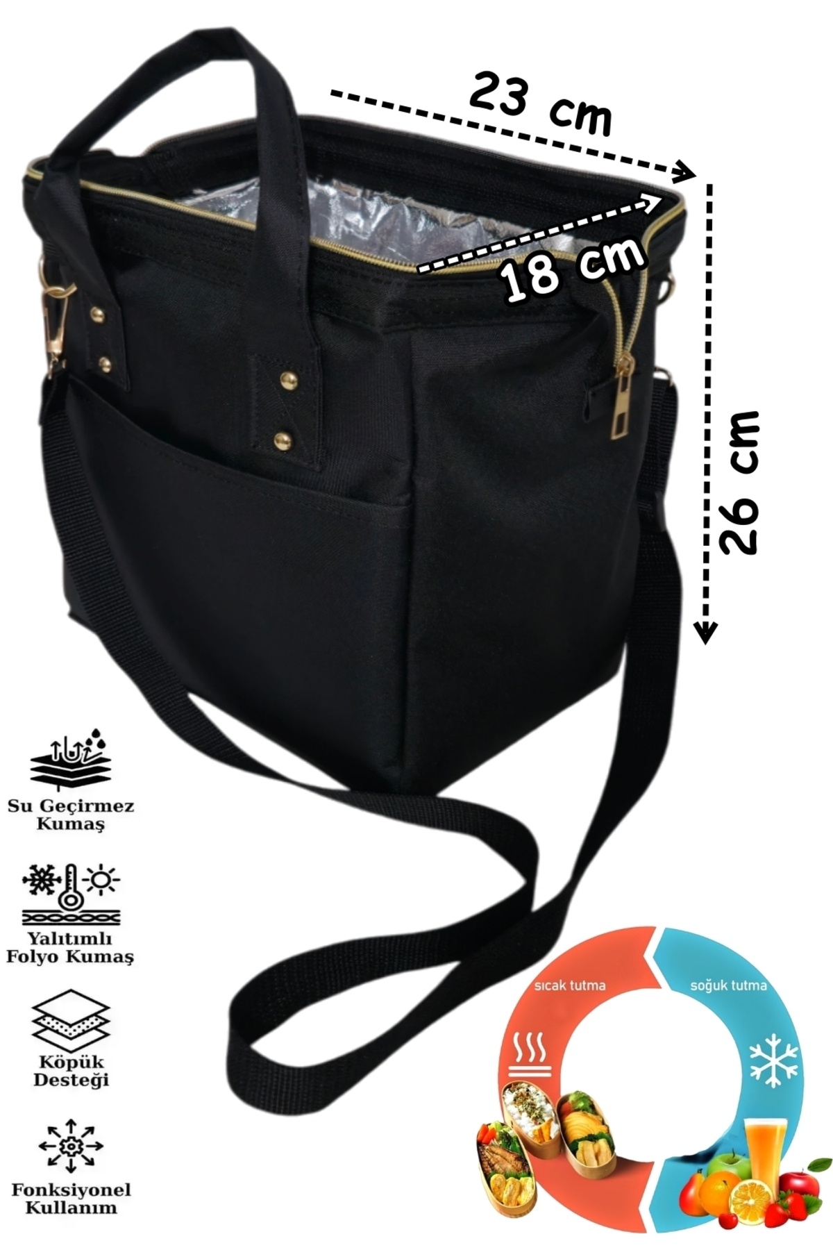 USF Anne Bebek Askılı Taşıma Çantası Isı yalıtımlı Termal Termoslu Yemek, Mama, Beslenme, Gıda Çantası fotoğrafı 2 (önizleme)