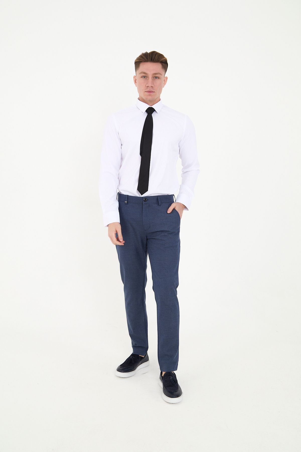 ACTUAL-Indigo Men's Slim Fit Trousers - 1405 6