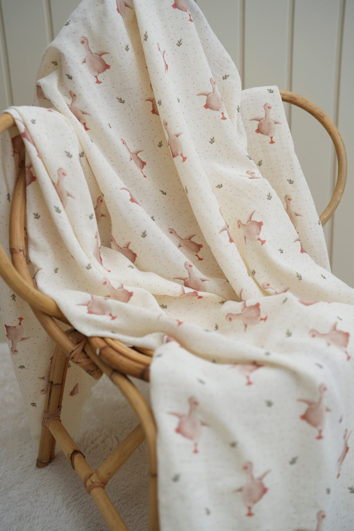 Tuğba Kuğu Baskılı Müslin Kumaş  | Spring Ducks fotoğrafı 2 (önizleme)