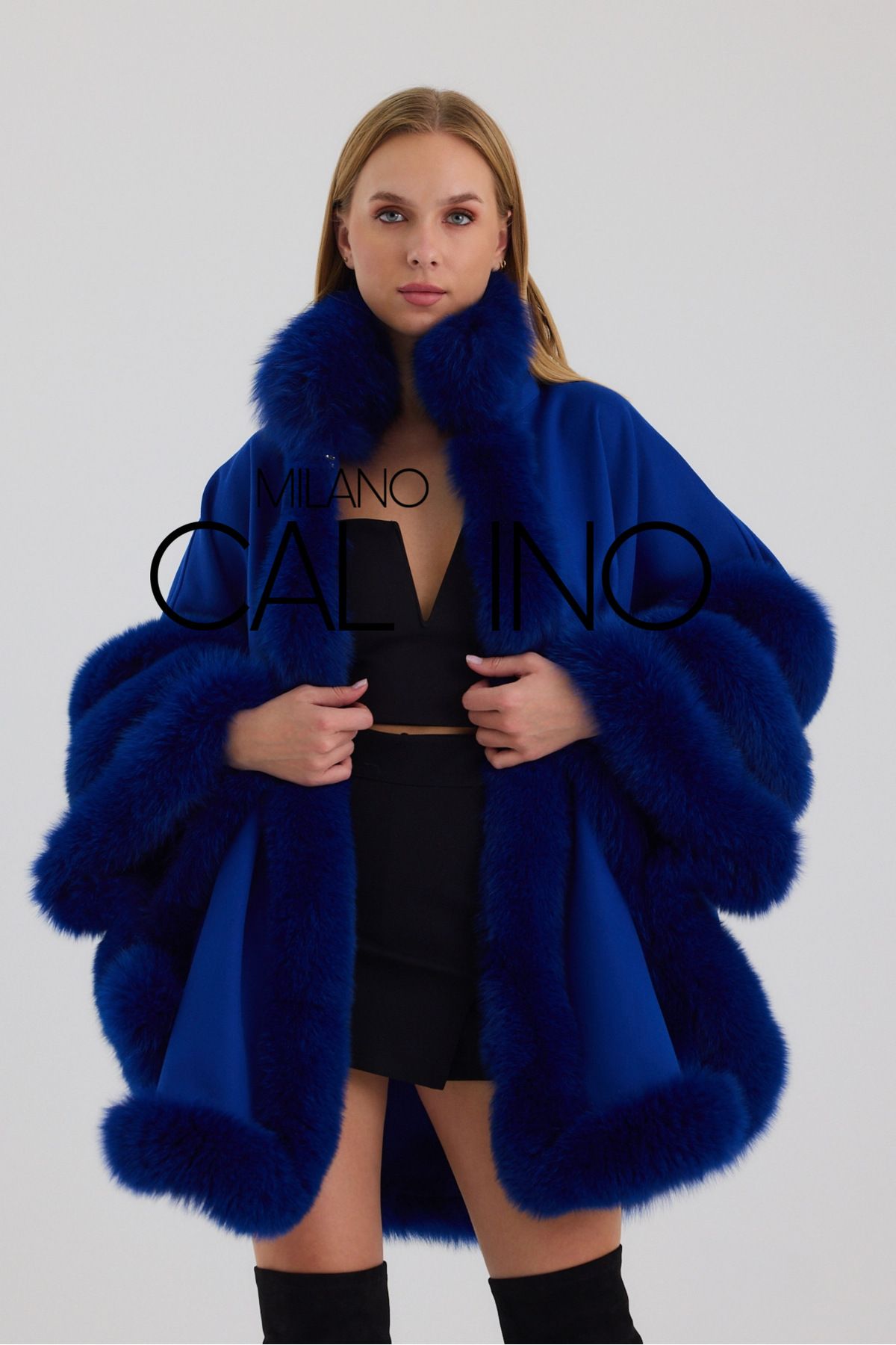 Milano Calvino-Furry Cashmere Poncho 2