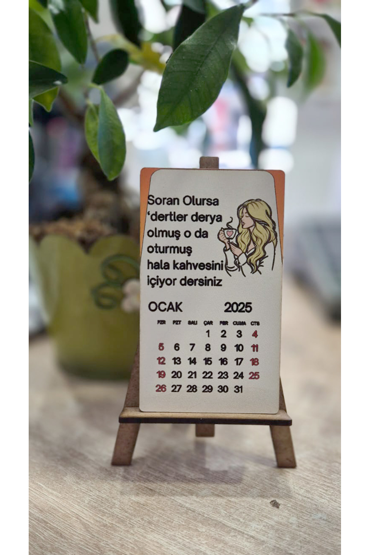 Ahşap Motto Masa Üstü Mini Takvim 3