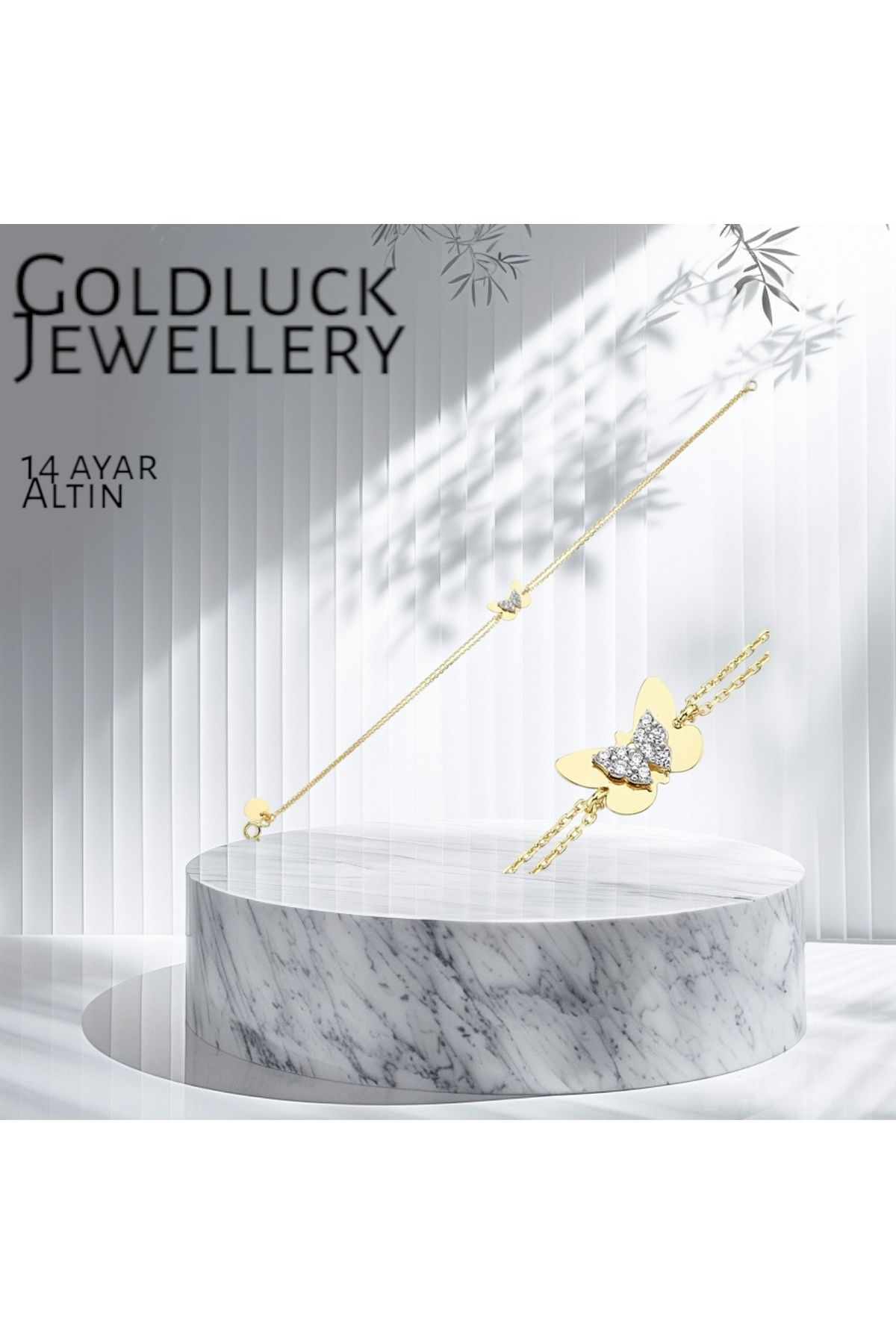 GOLDLUCK 14 Ayar 2,00 gr Altın Kelebek Model Bileklik