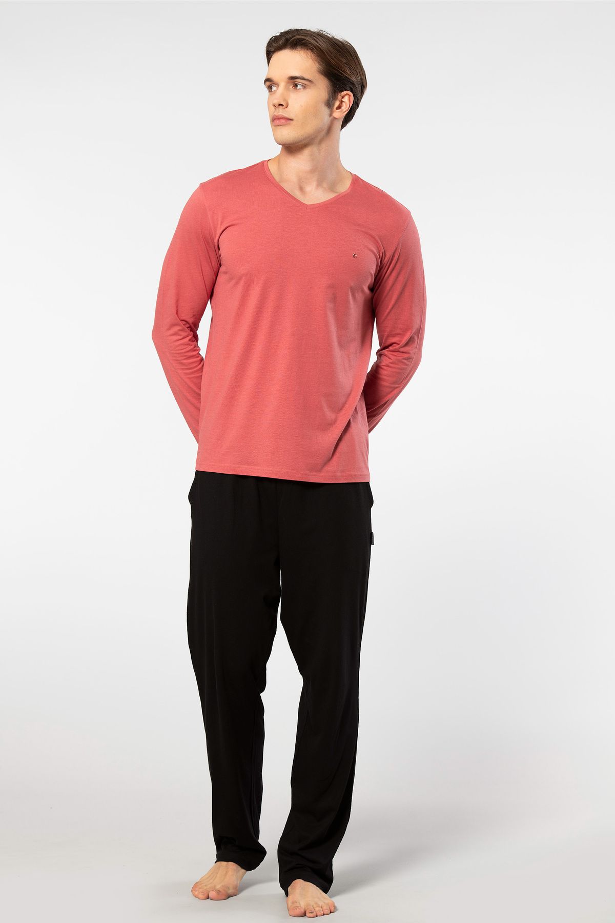 Cacharel-2237 Men's Long Sleeve Modal Pajamas Set 1