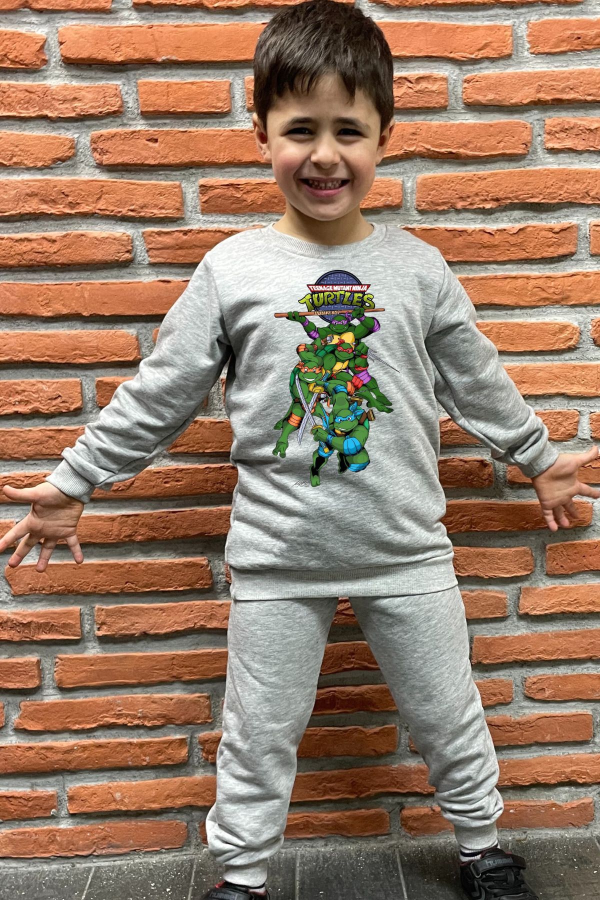 endudu-Ninja Turtles Printed Stripe Flim Character Children's 2-Piece Bottom Top Suit 100% Cotton 8