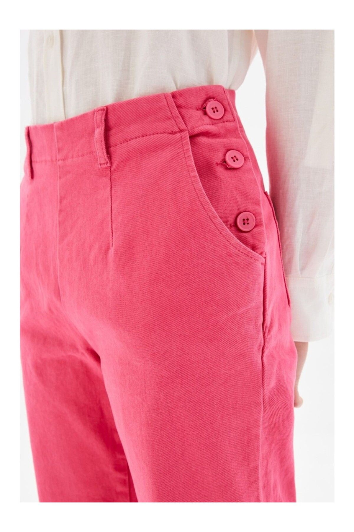 adL-Button Detailed Trousers with Elastic Waist 2