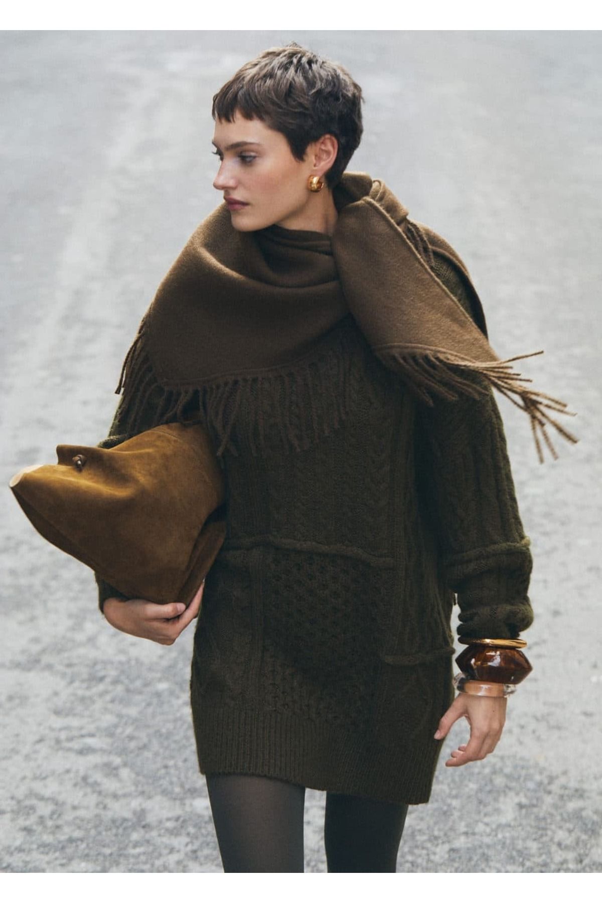 MANGO Woman-Knitted Patterned Dress 7