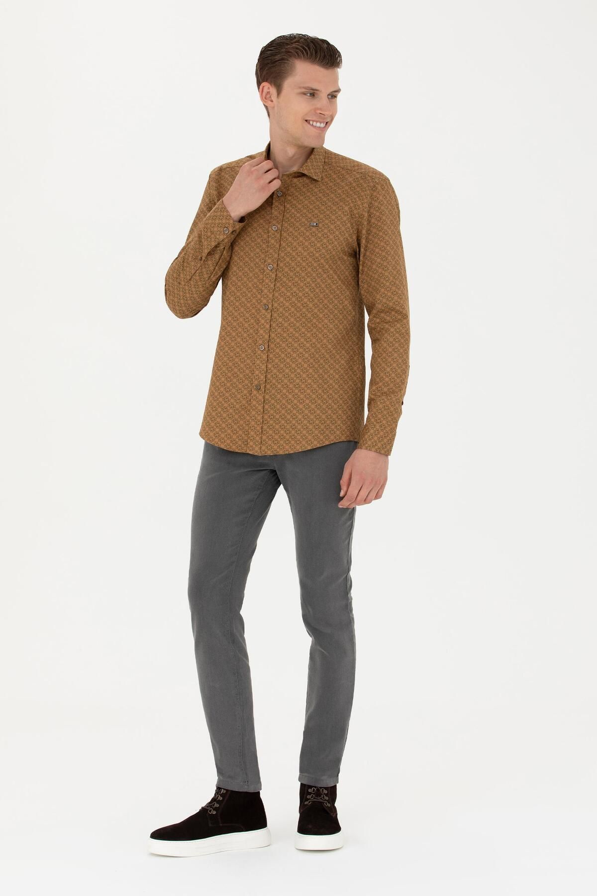 پیراهن آستین بلند سبک خاکی مردانه ۱۶۸۷۳۸۷ U.S. Polo Assn.