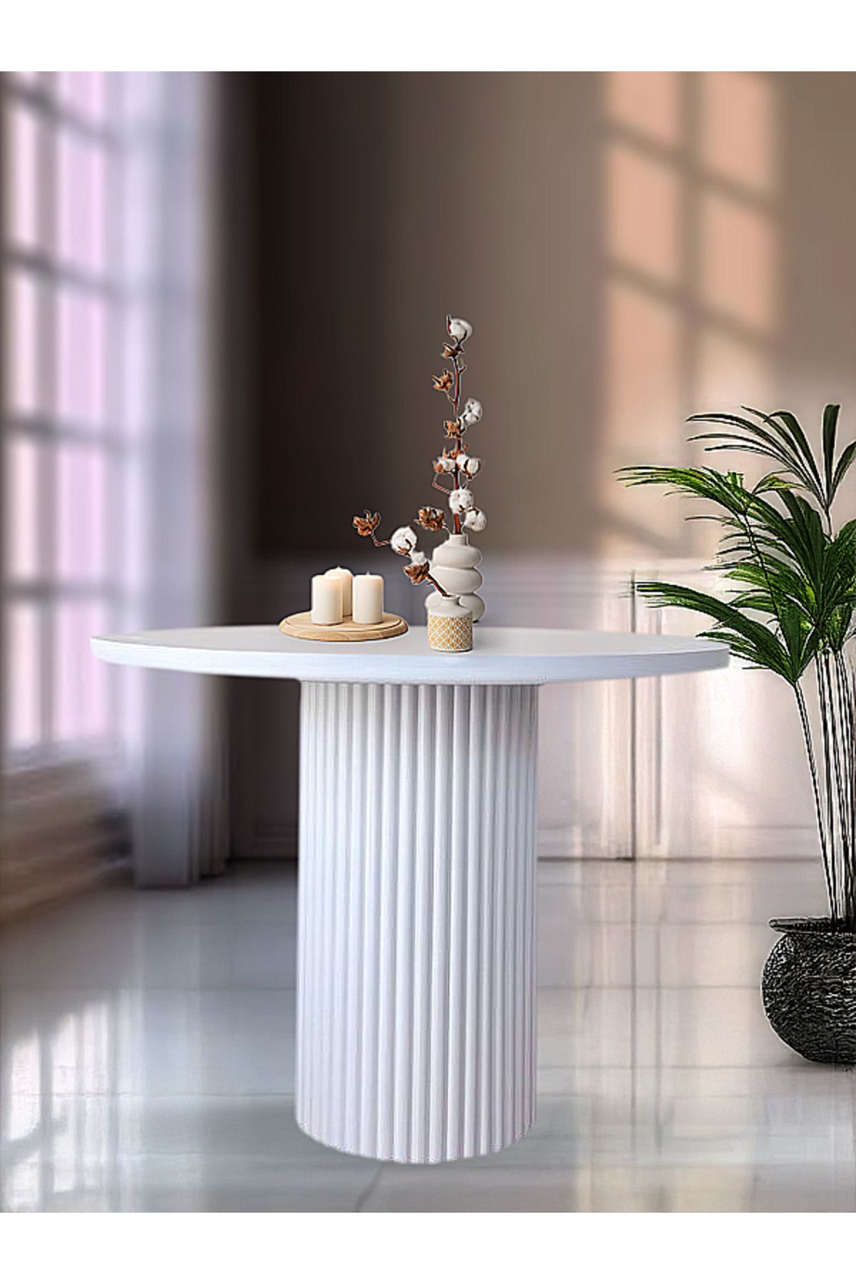 Gazzini Furniture Arya Yuvarlak Ahşap Bohem Masa 110x110