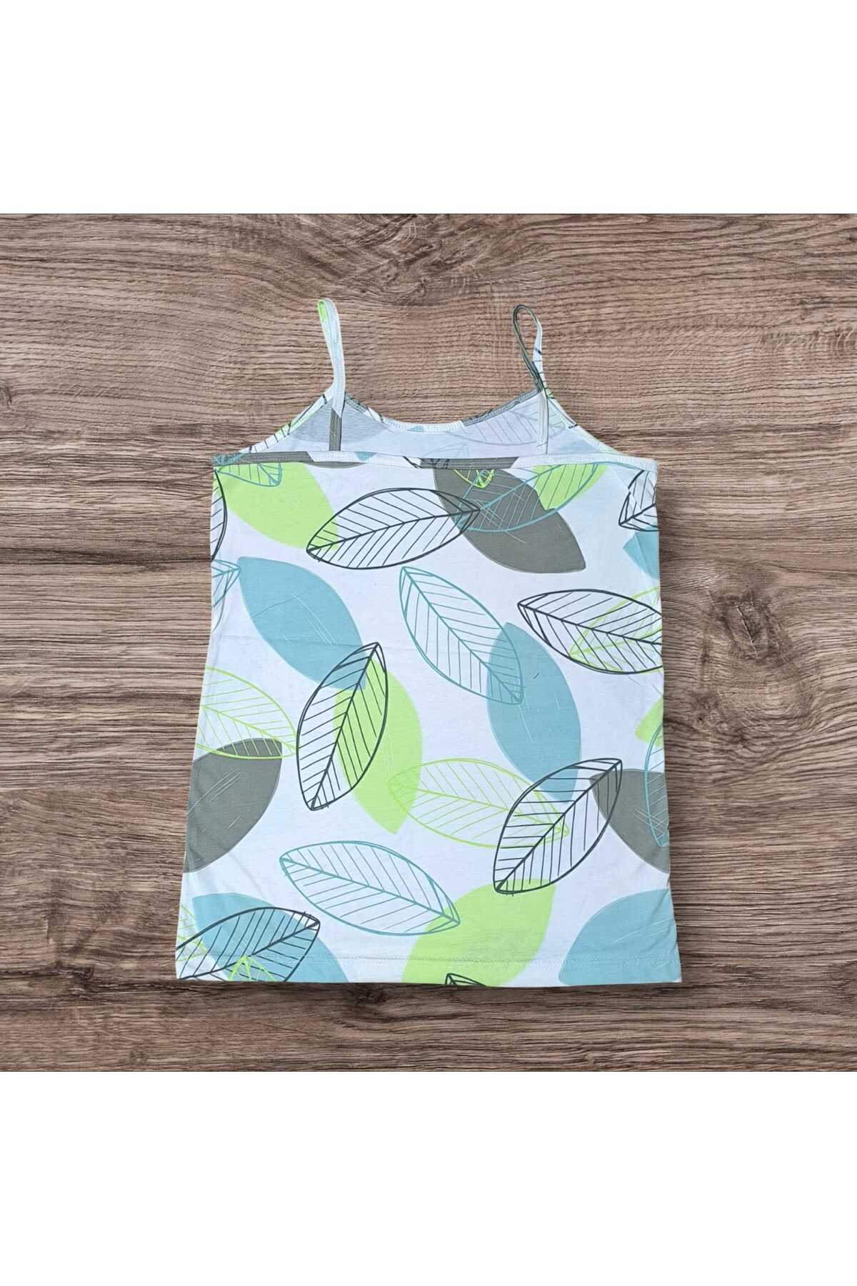 ESTA STORE-White Leaf Patterned Stringed Undershirt 3