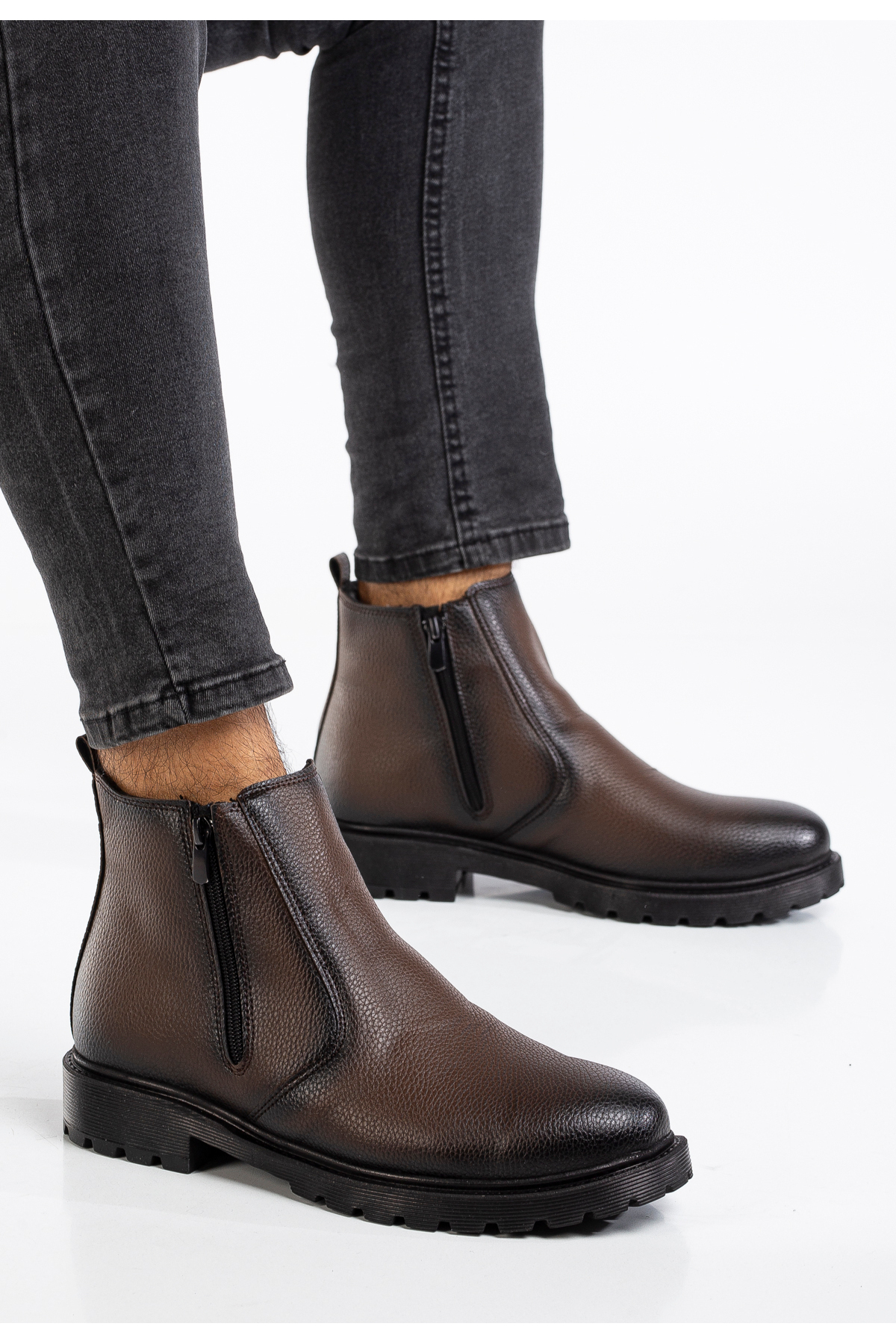 Sanvio Tarzkar  Erkek Kahverengi Rahat Içi Kürklü Soğuk Ve Su Geçirmez Garantili Kauçuk Kaymaz Taban Günlük Bot - Görsel 4