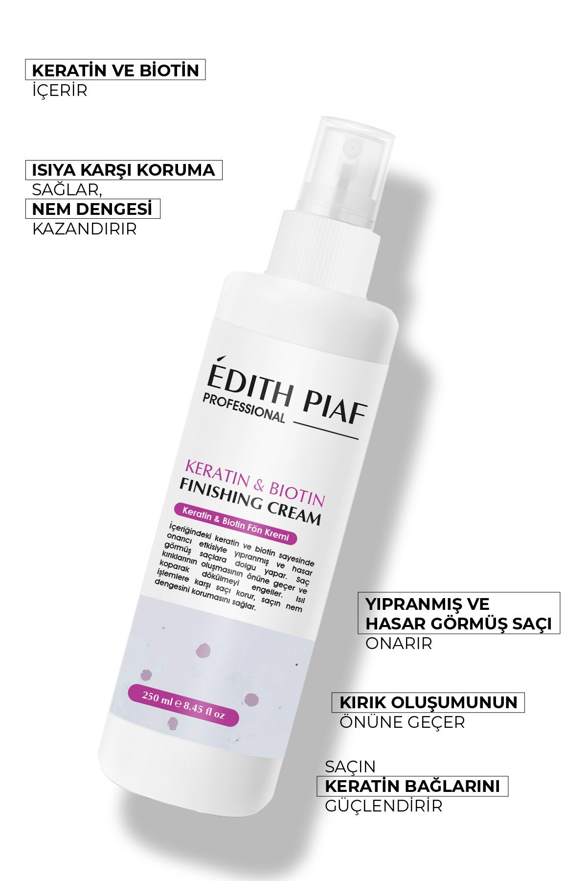 edith piaf professional Isı Koruyucu Onarıcı Keratin & Biotin Fön Kremi 250 ml