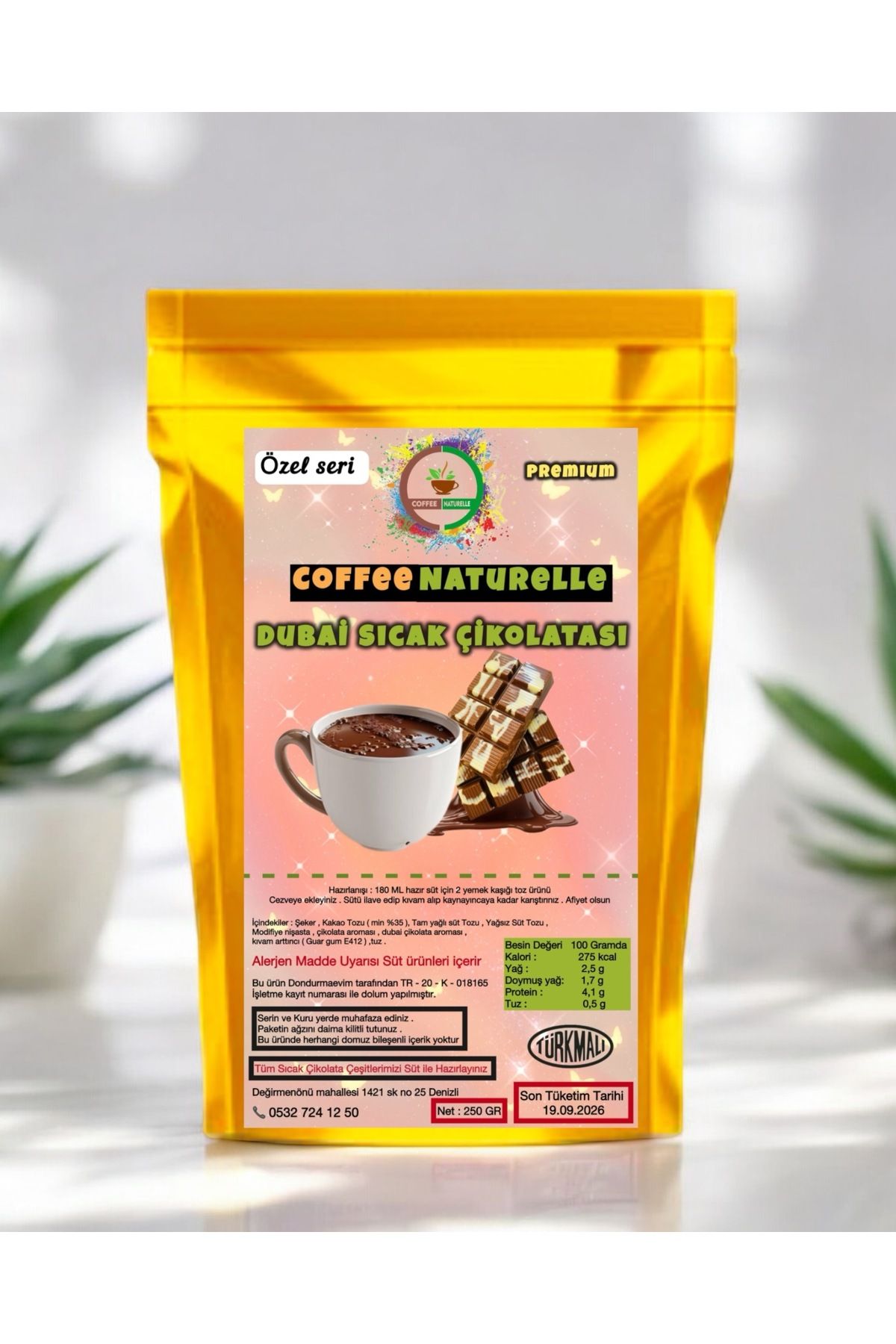 coffee Naturelle Dubai Sıcak Çikolatası Toz - Özel Seri - 250 GR