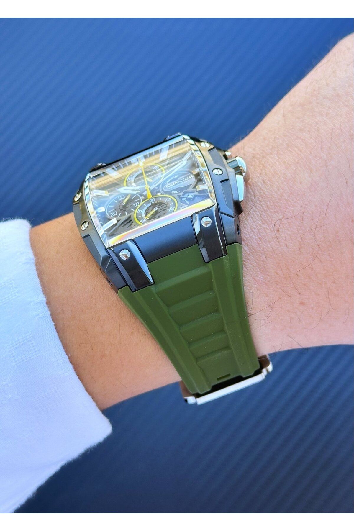 Quantum-Hng1161.655 Green Silicone Band Men's Wrist Watch 5