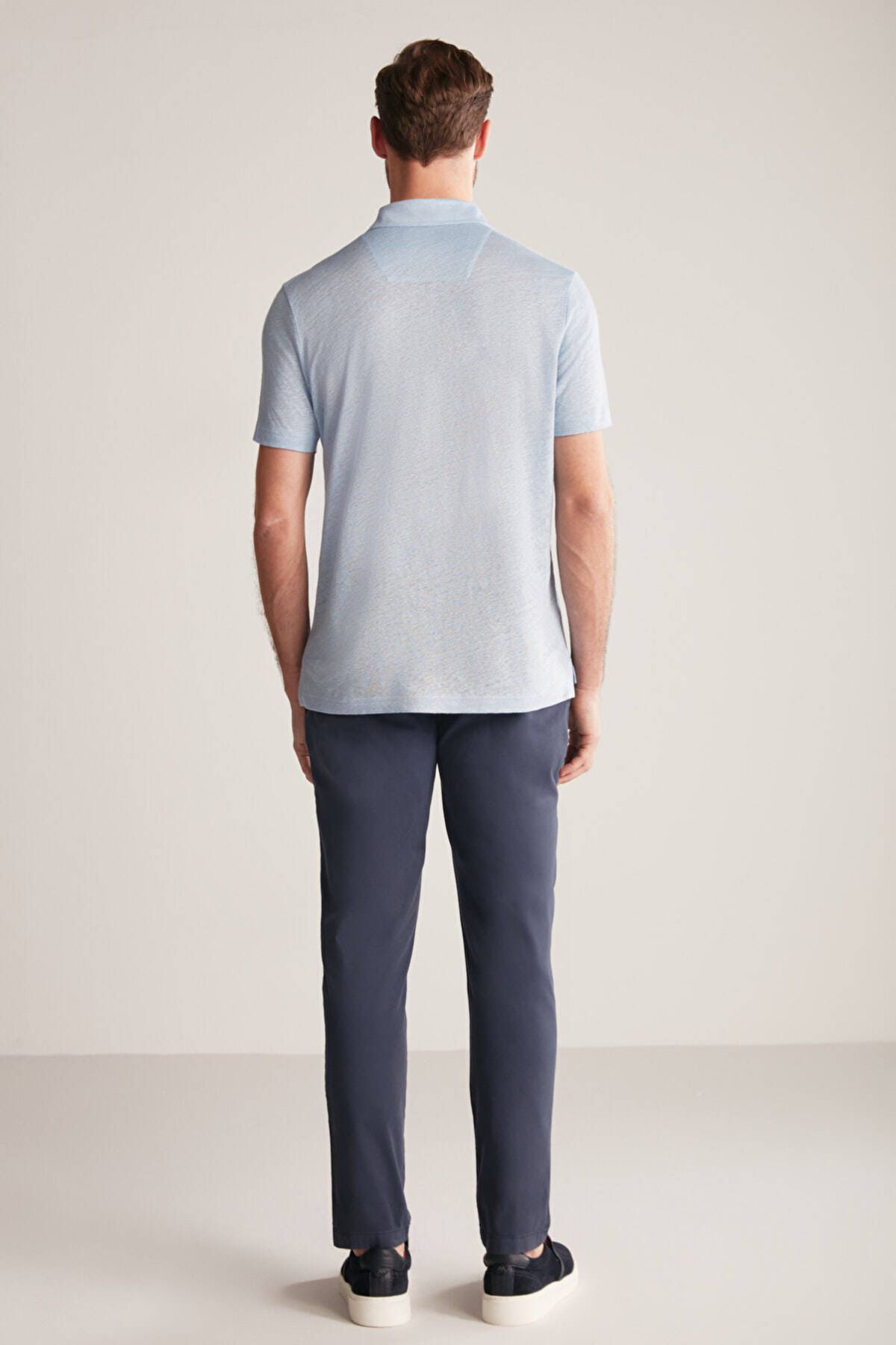 Hemington-Pure Linen Sky Blue Polo Neck T-Shirt Size: S 5