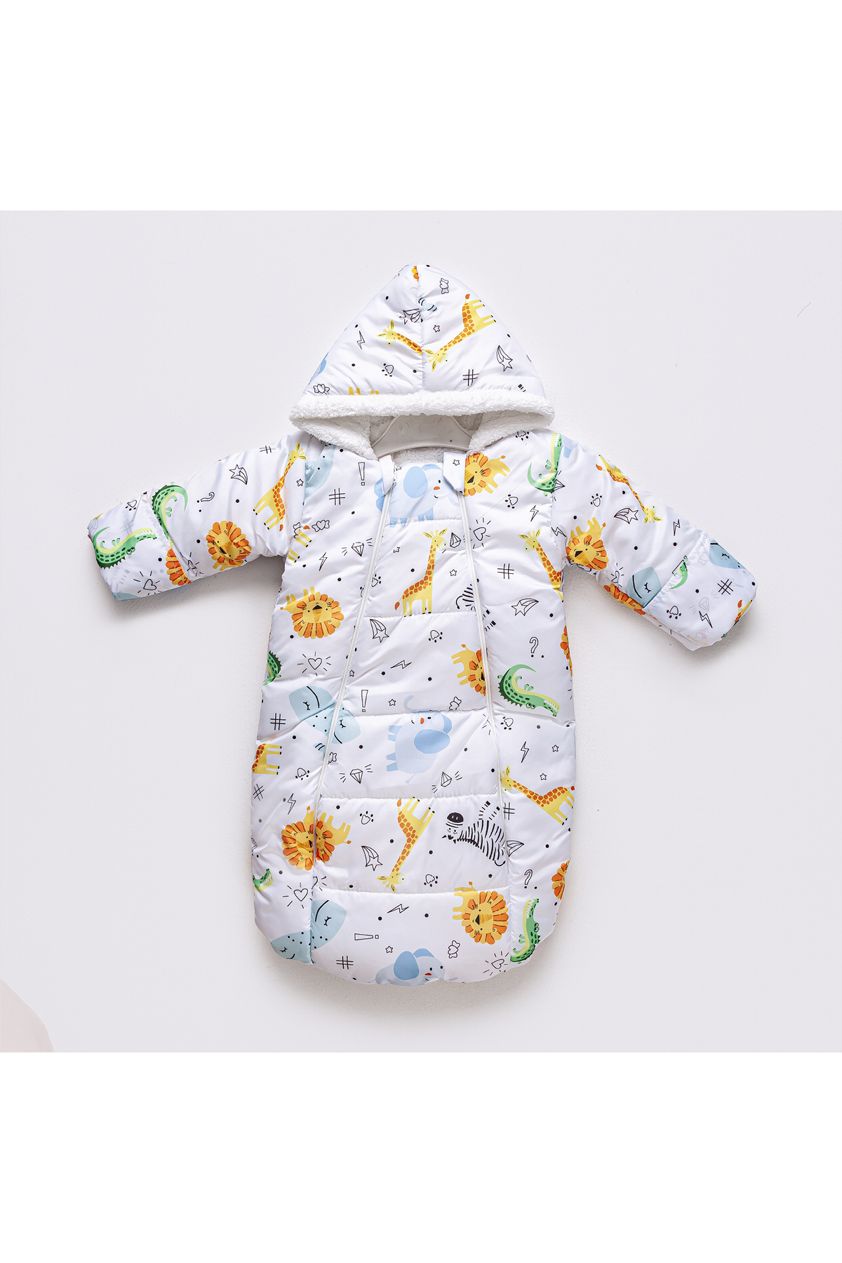 MAİBELLA Orman Hayvanlı Figürlü Fermuarlı İçi Pelüş Kışlık Erkek Kız Bebek Kundak Astronot Tulum Kozmonot fotoğrafı 3 (önizleme)