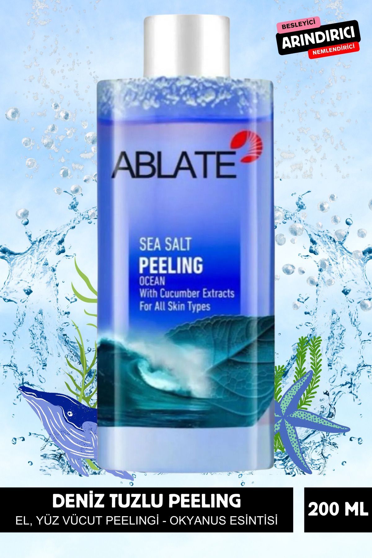 ABLATE Okyanus Esintisi Aromalı Besleyici,batık Giderici Vücut Peeling 200 Ml.