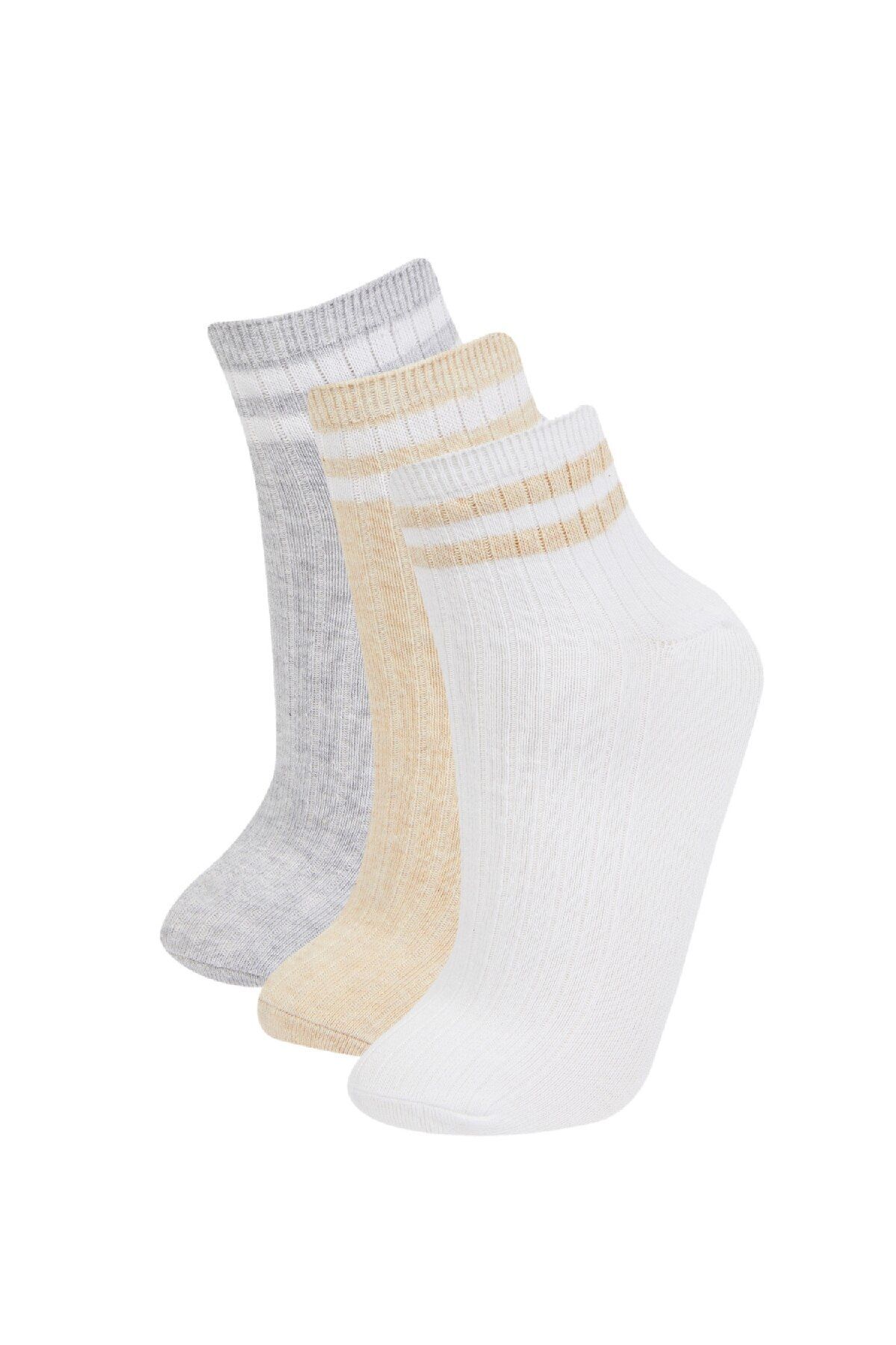 DeFacto-Girls' 3-Piece Cotton Long Socks D7849A8Ns 1