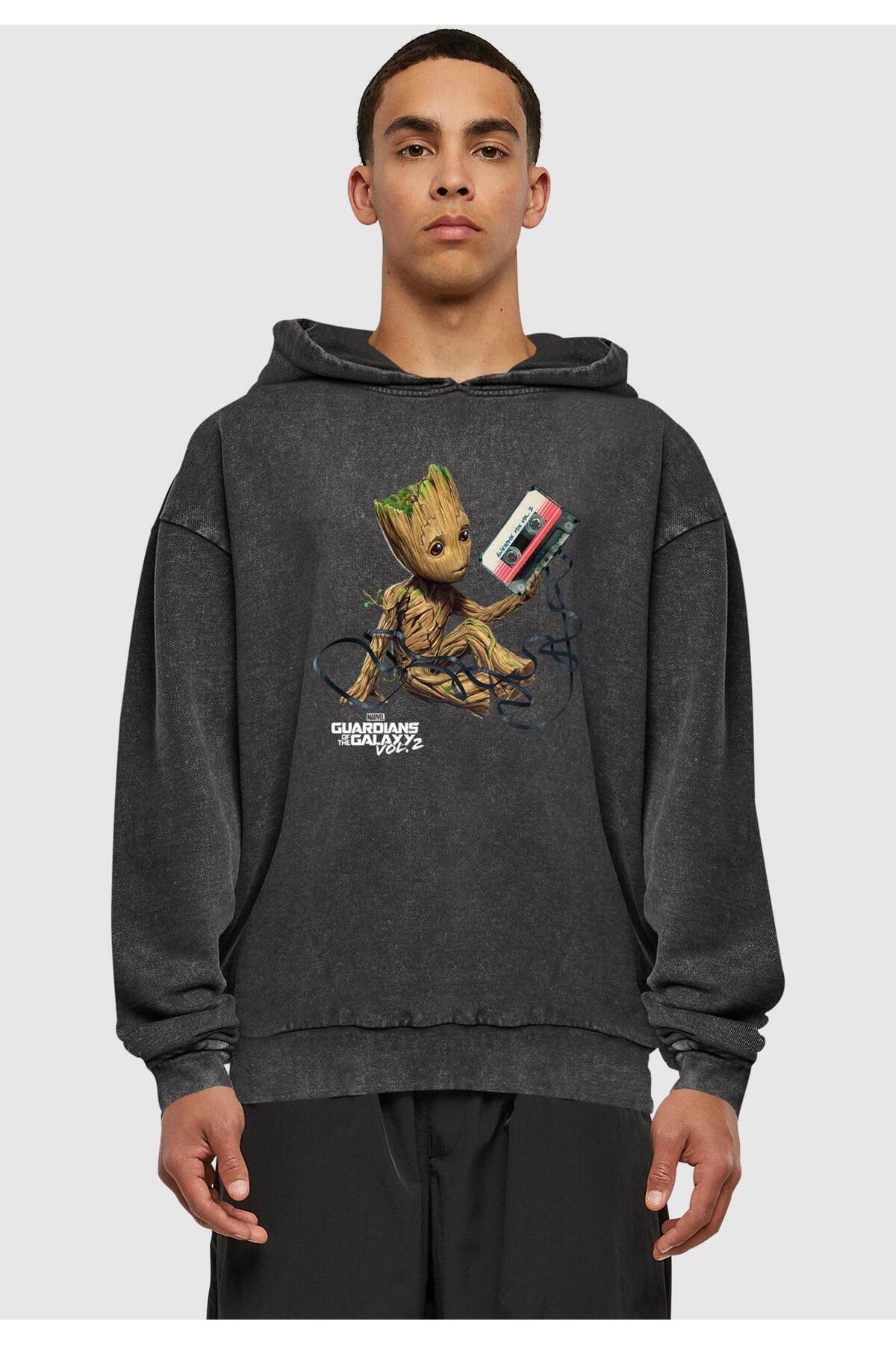 ABSOLUTE CULT-Guardians Of The Galaxy Vol2 - Groot Tape Acid Washed Oversized Hoody 3