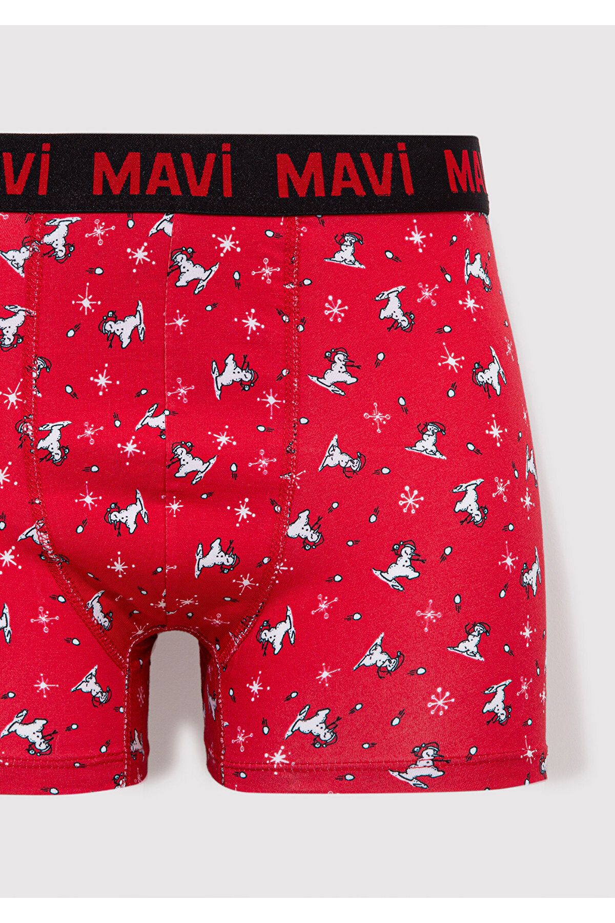 Mavi-Christmas Themed Printed Red Boxers 0911776 -70477 2