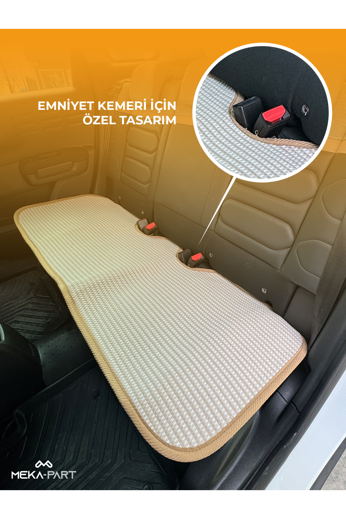 TREND Meka Part Terletmez Koltuk Koruyucu Kılıf 3 Parça SERME Universal Bej fotoğrafı 2 (önizleme)