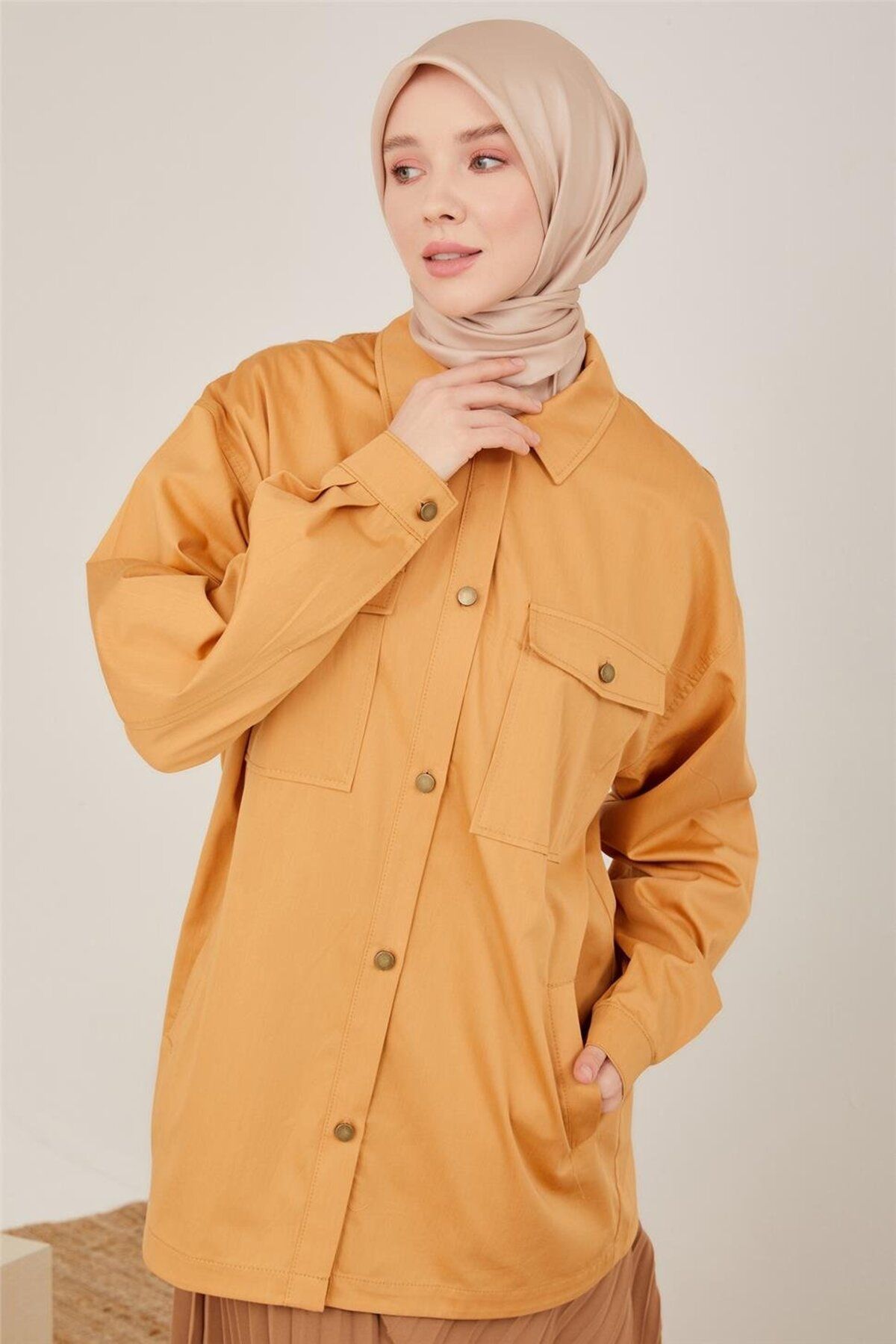 Armine-Camel Gabardine Jacket - 23Y5803 Model 4